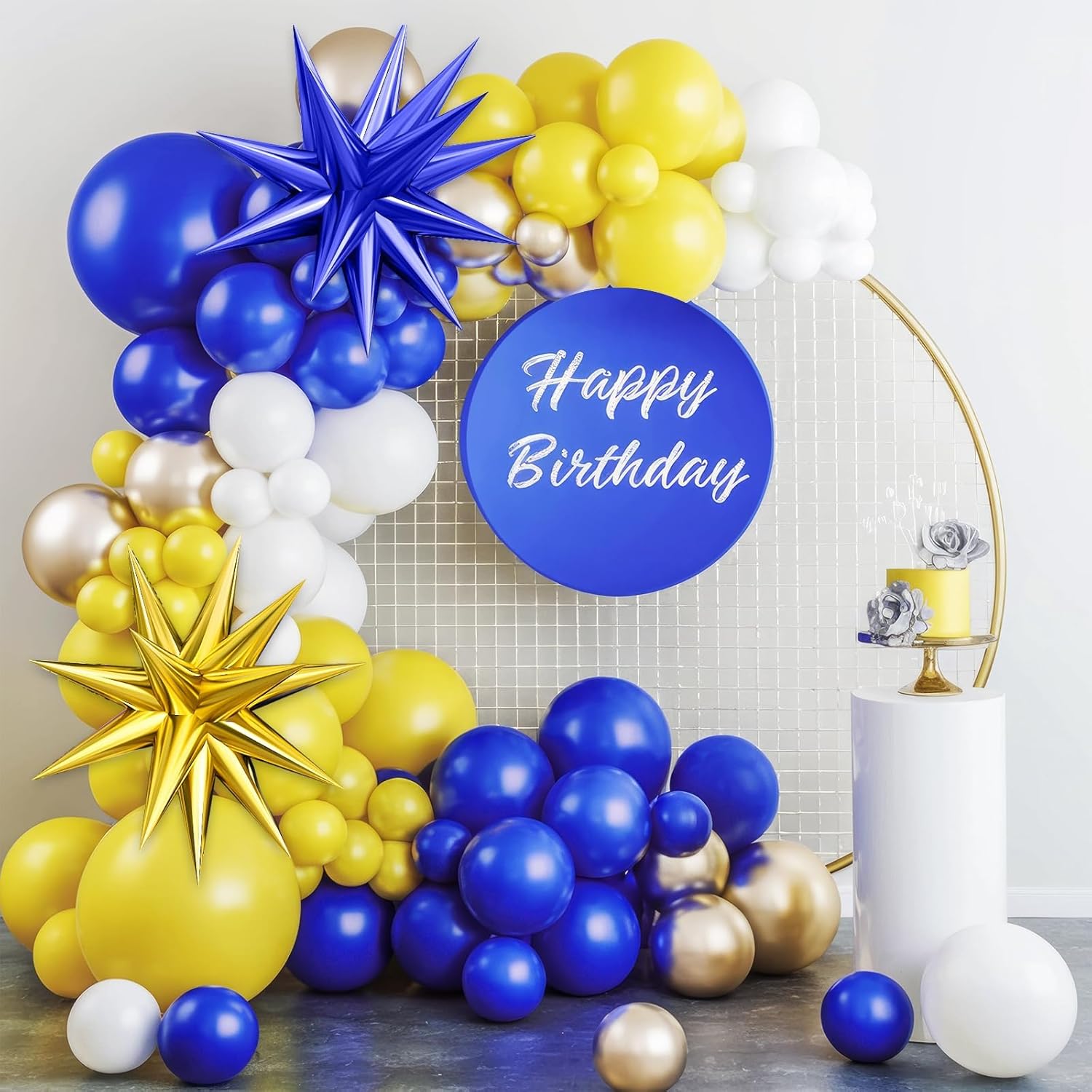 Blue Yellow Balloon Arch Kit for Parties