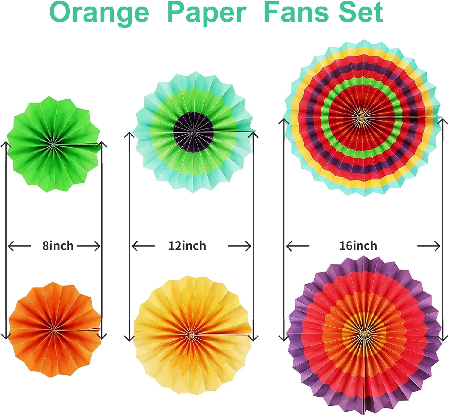 LRCXL 12PCS Colorful Party Paper Fans Set