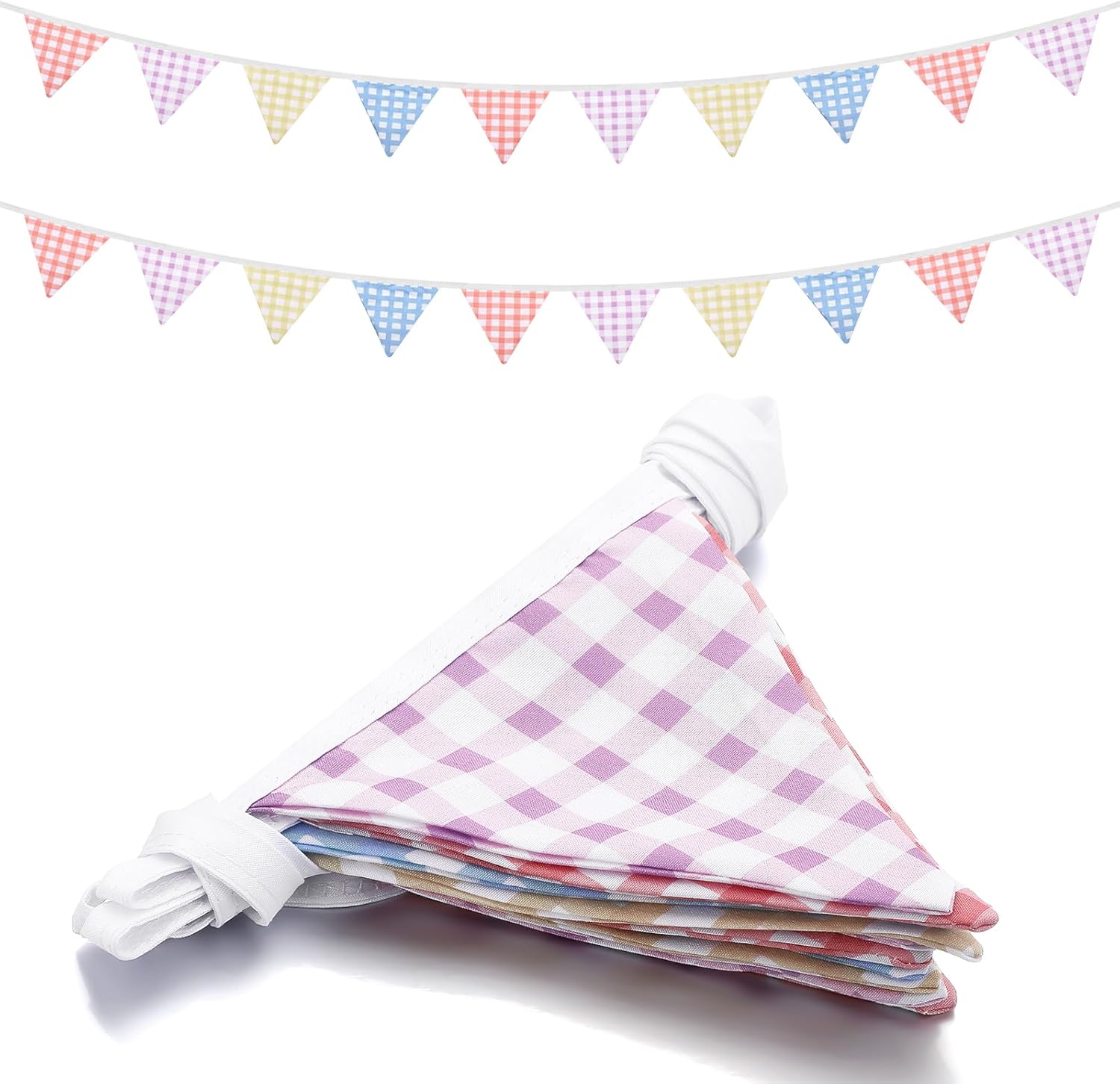 Breling 4 Color Gingham Triangular Flag Banner Set