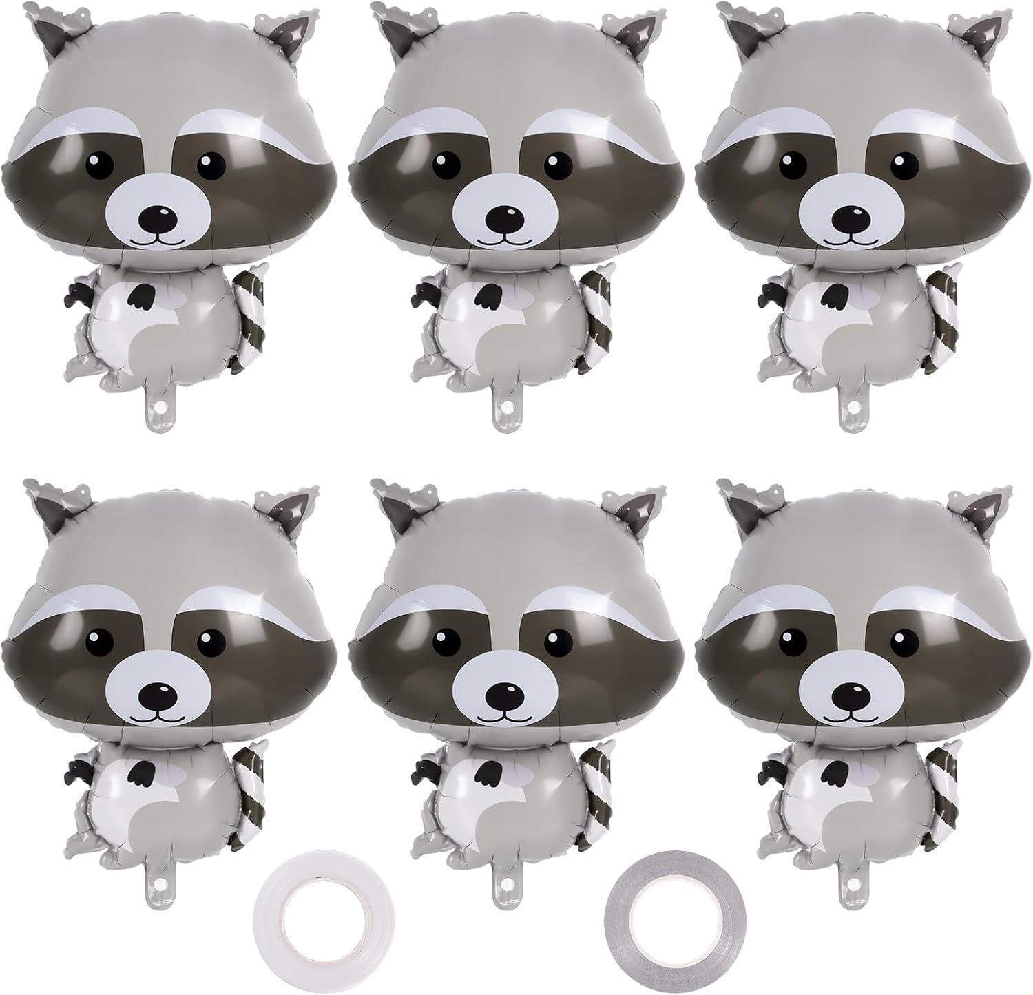 AIQINHU Raccoon Balloons 6 Pcs Foil Animal Decorations