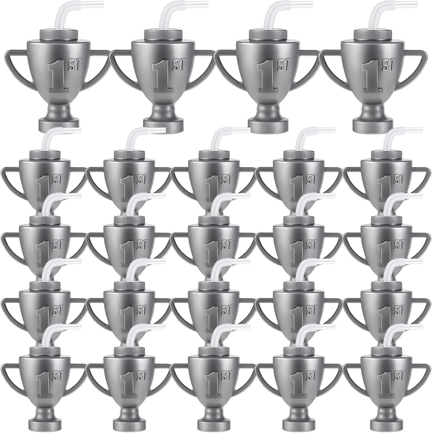 Amyhill 12 Pcs Silver Race Car Cups With Lids and Straws