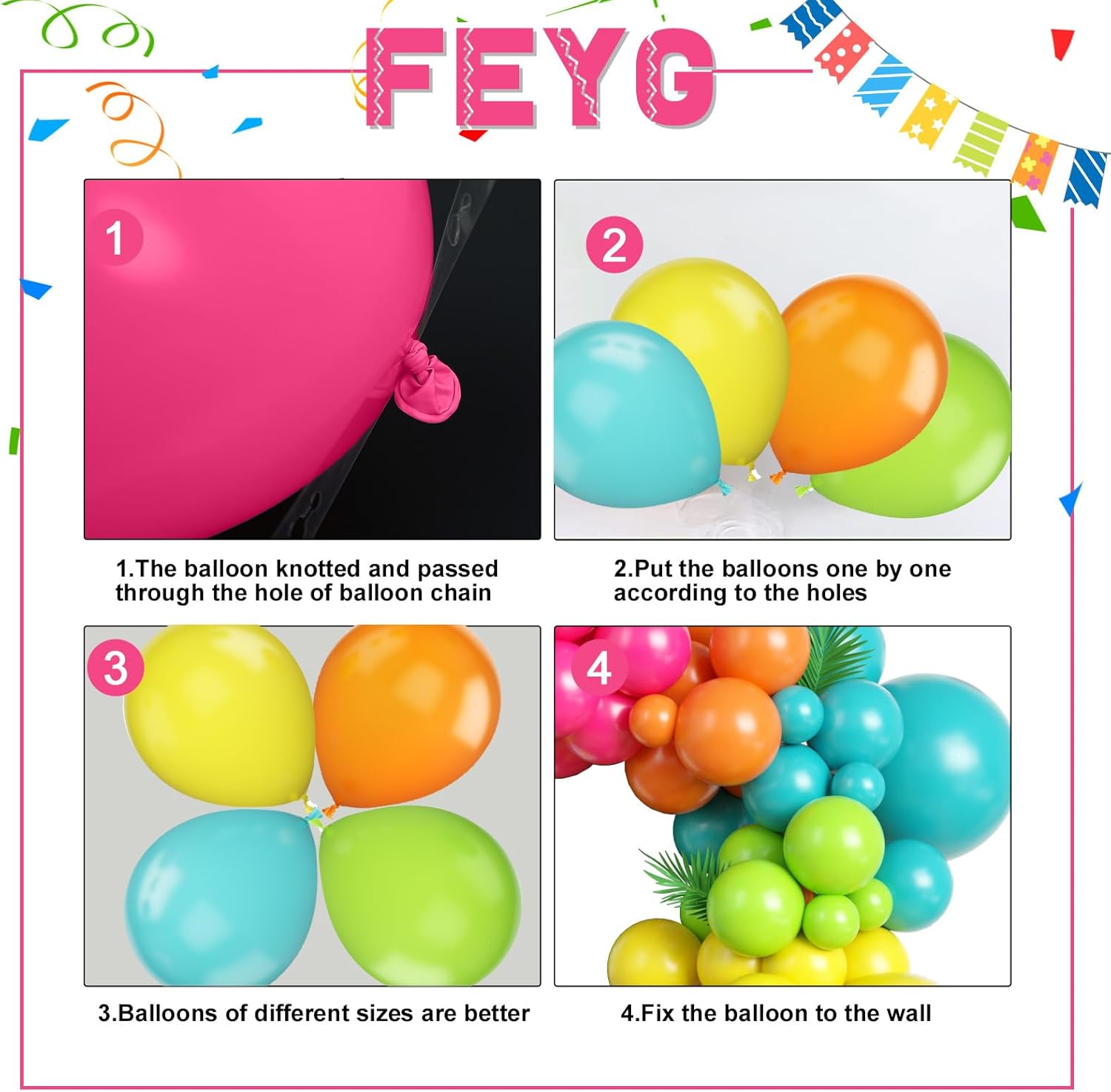 120 Pcs Summer Tropical Balloon Arch Kit