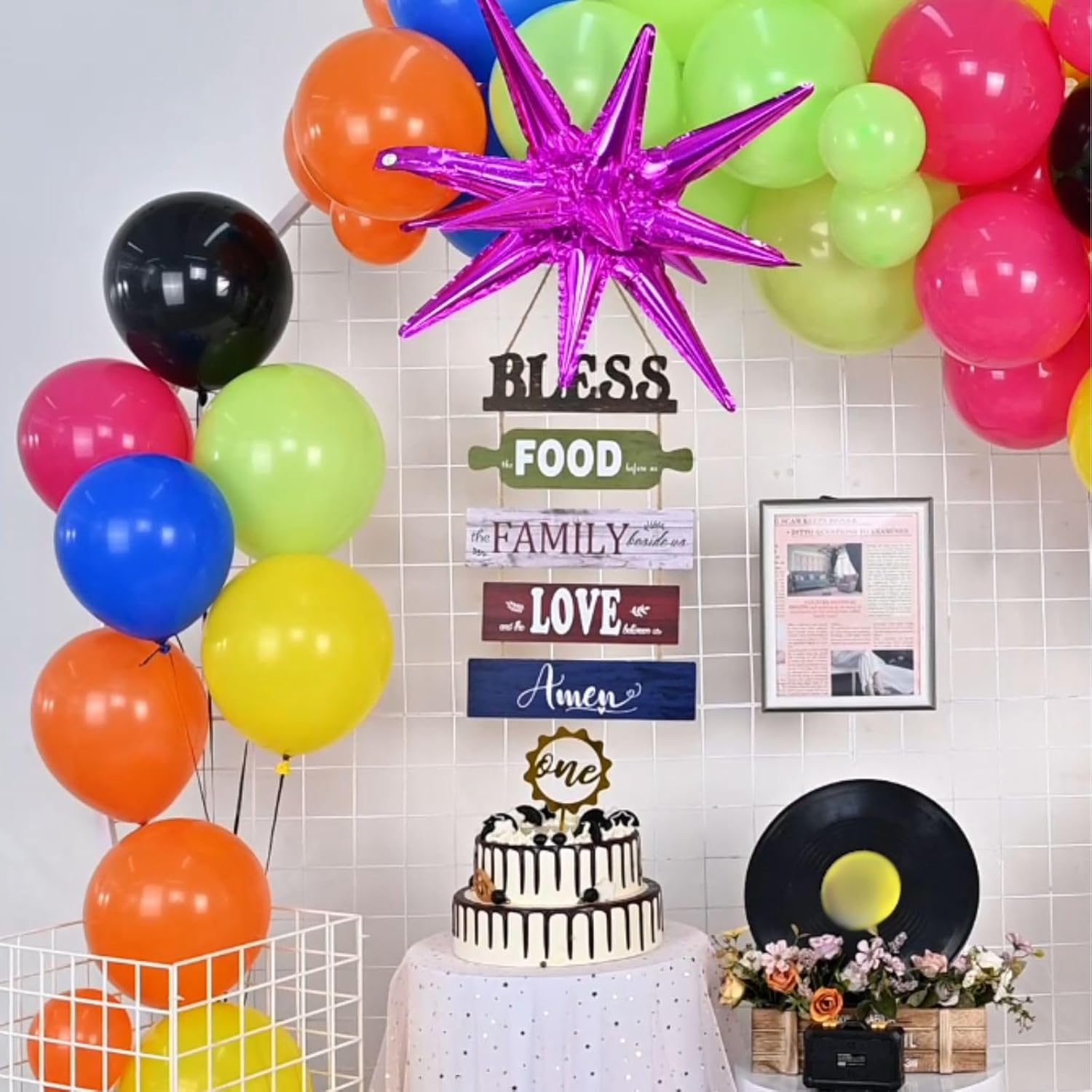 90s 80s Retro Balloon Arch Kit with 4D Dice Balloons