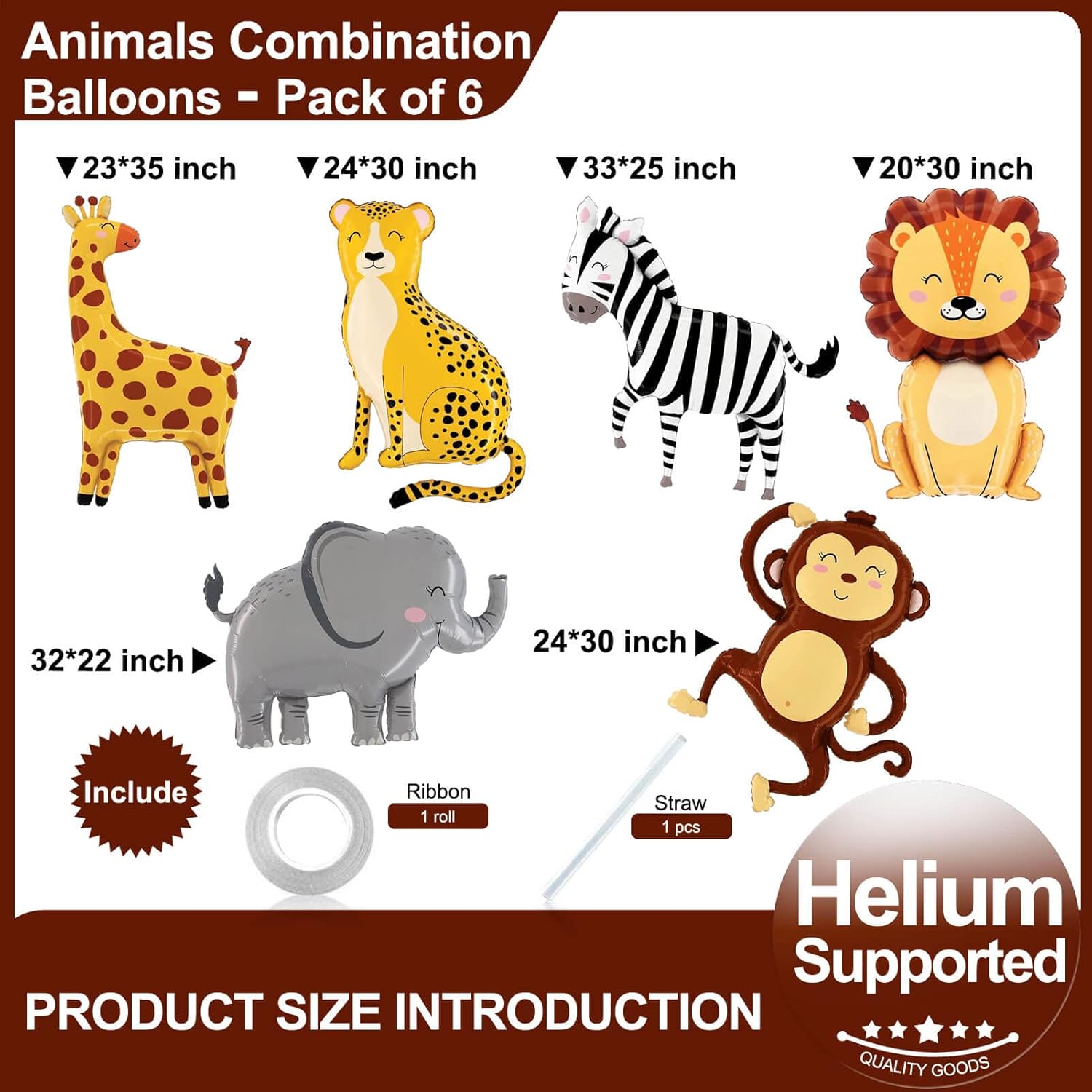Wildlife Animal Balloons Pack for Kids Birthday Party Decorations
