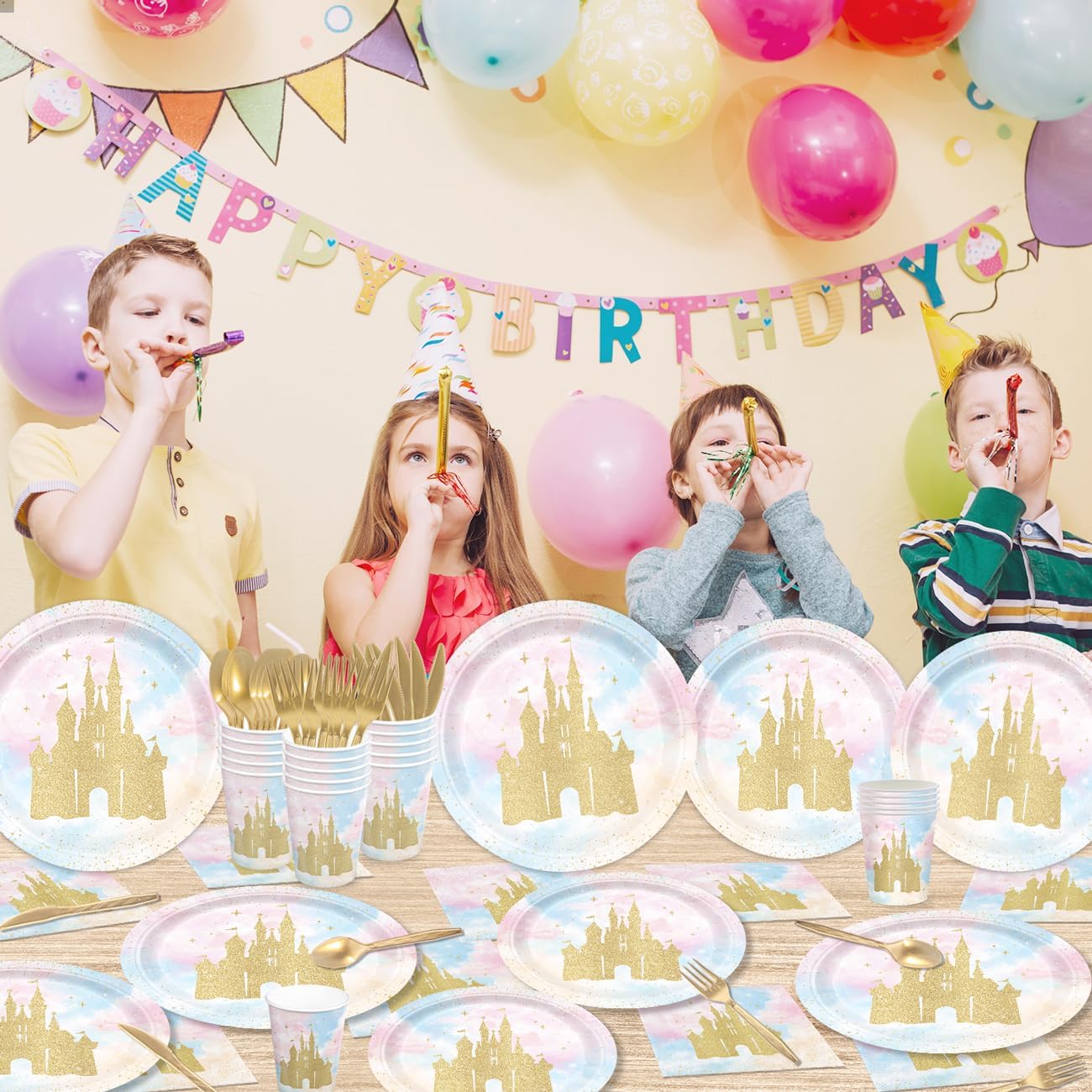 Princess Castle Party Tableware Set 168pcs