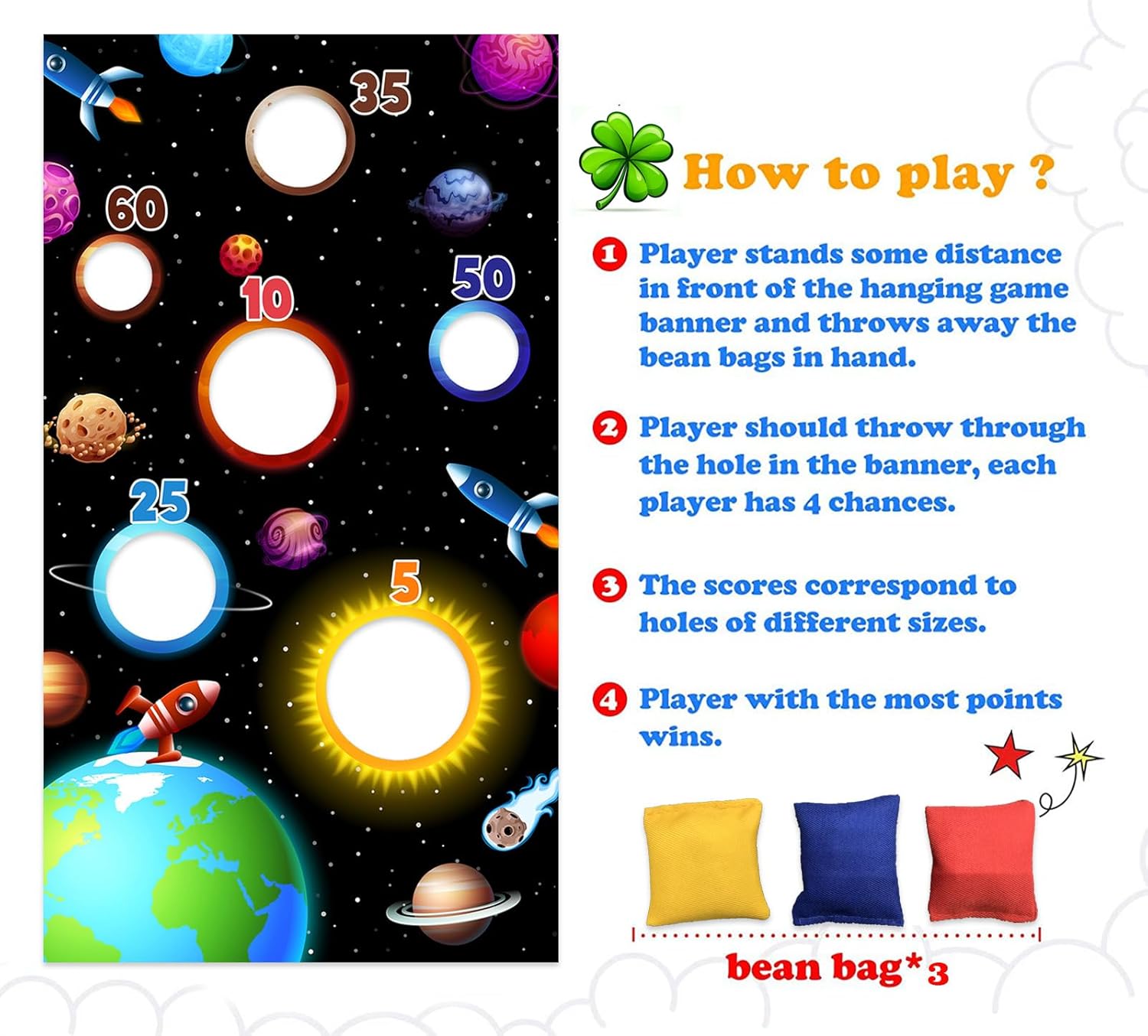 Outer Space Toss Game Poster with Bean Bags
