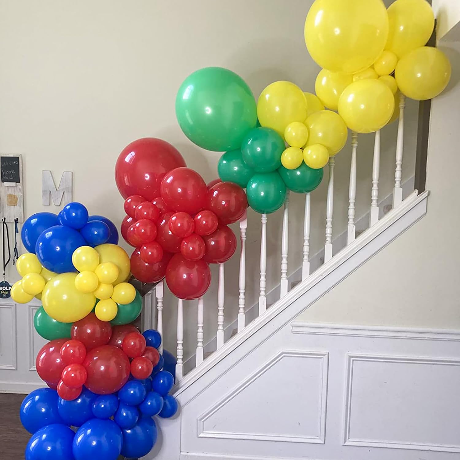 Red Yellow Blue Balloons with Confetti for Birthday Party