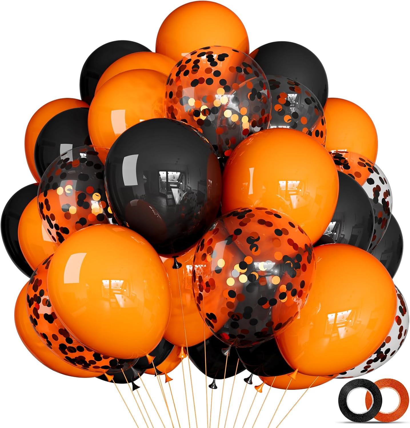 68Pcs Black and Orange Balloons Set for Halloween and Graduation