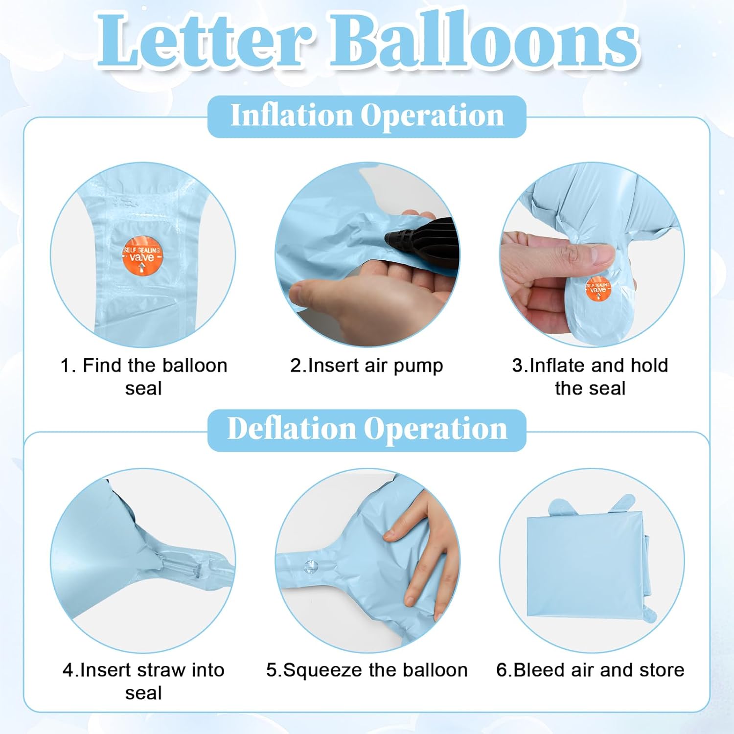 40 Inch Baby Blue BRIDE Letter Balloons Set