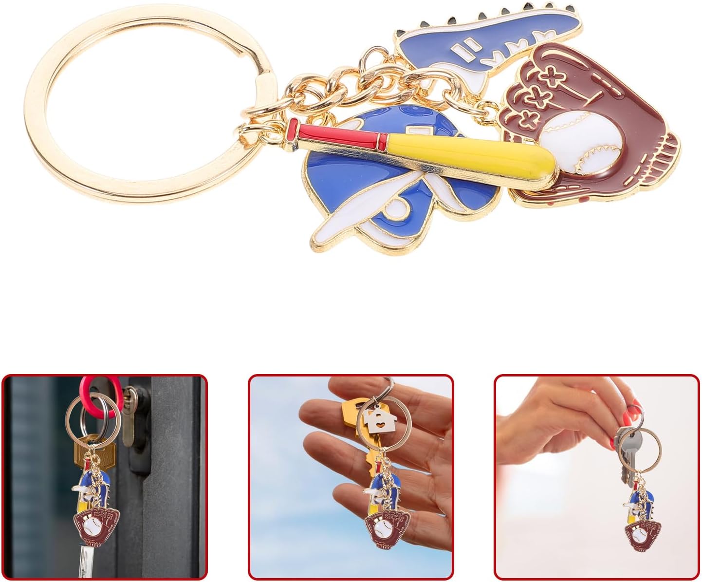 LOGOFUN Mini Baseball Bat Keychain for Sports Fans