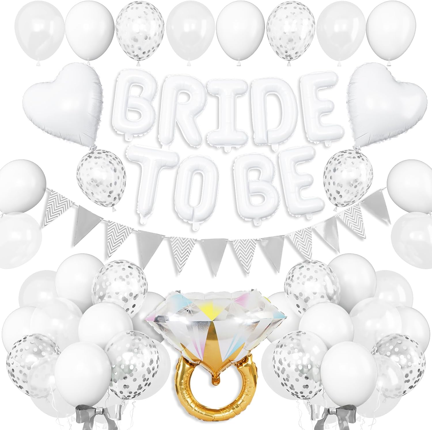 White Bachelorette Party Balloons Decorations Set