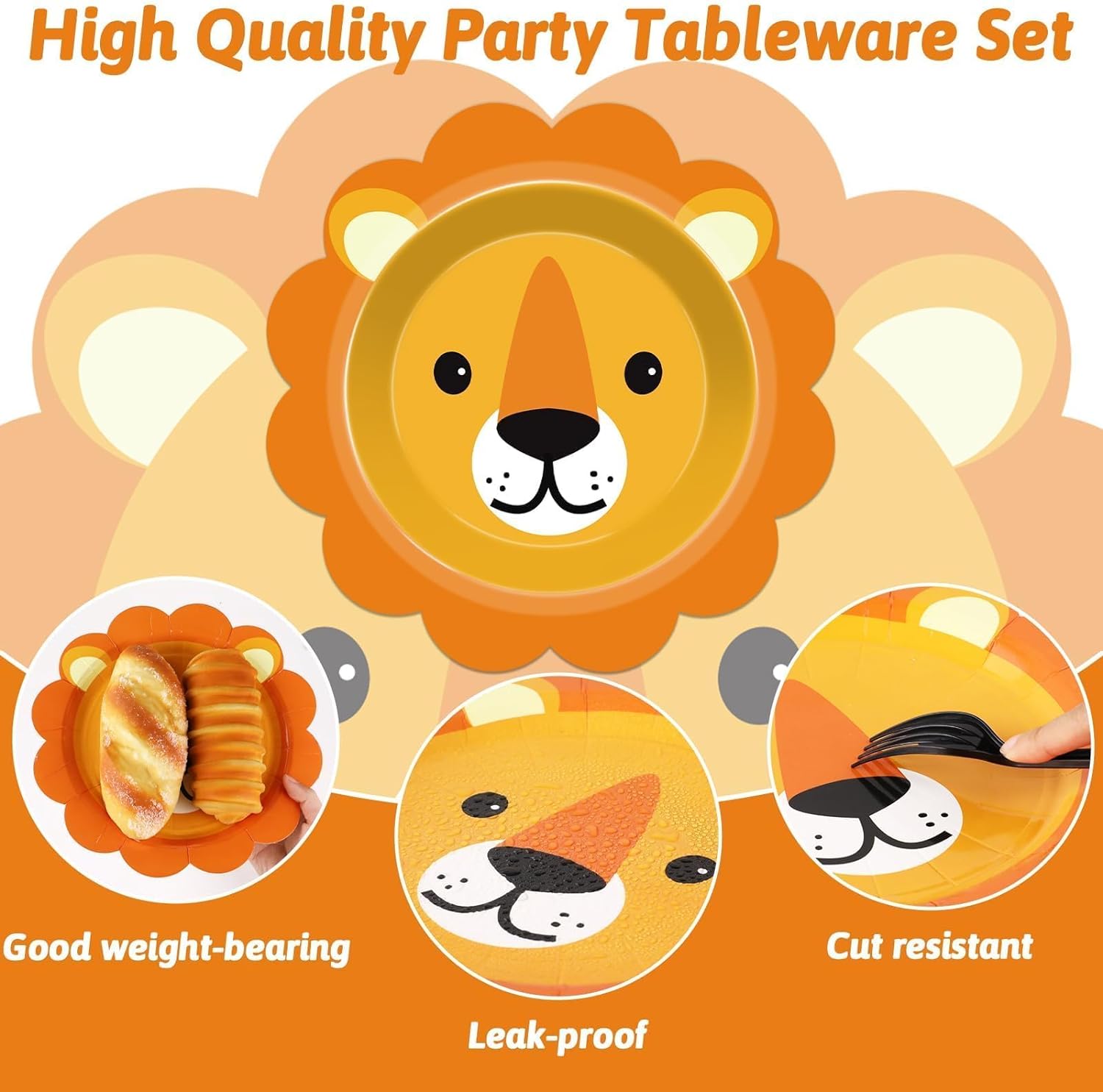 60 Jungle Animal Shaped Paper Plates for Parties