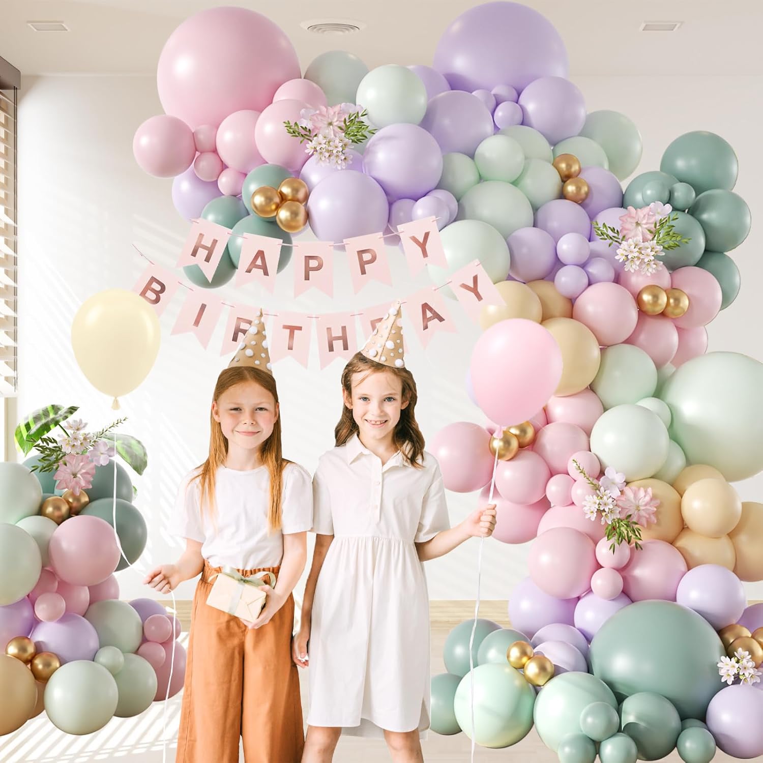 157pcs Pastel Pink Purple Balloon Arch Kit Decorations