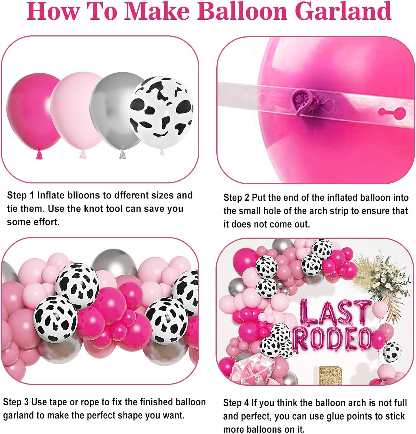 Cowgirl Pink Balloons Arch Garland Kit - 131Pcs Party Decorations