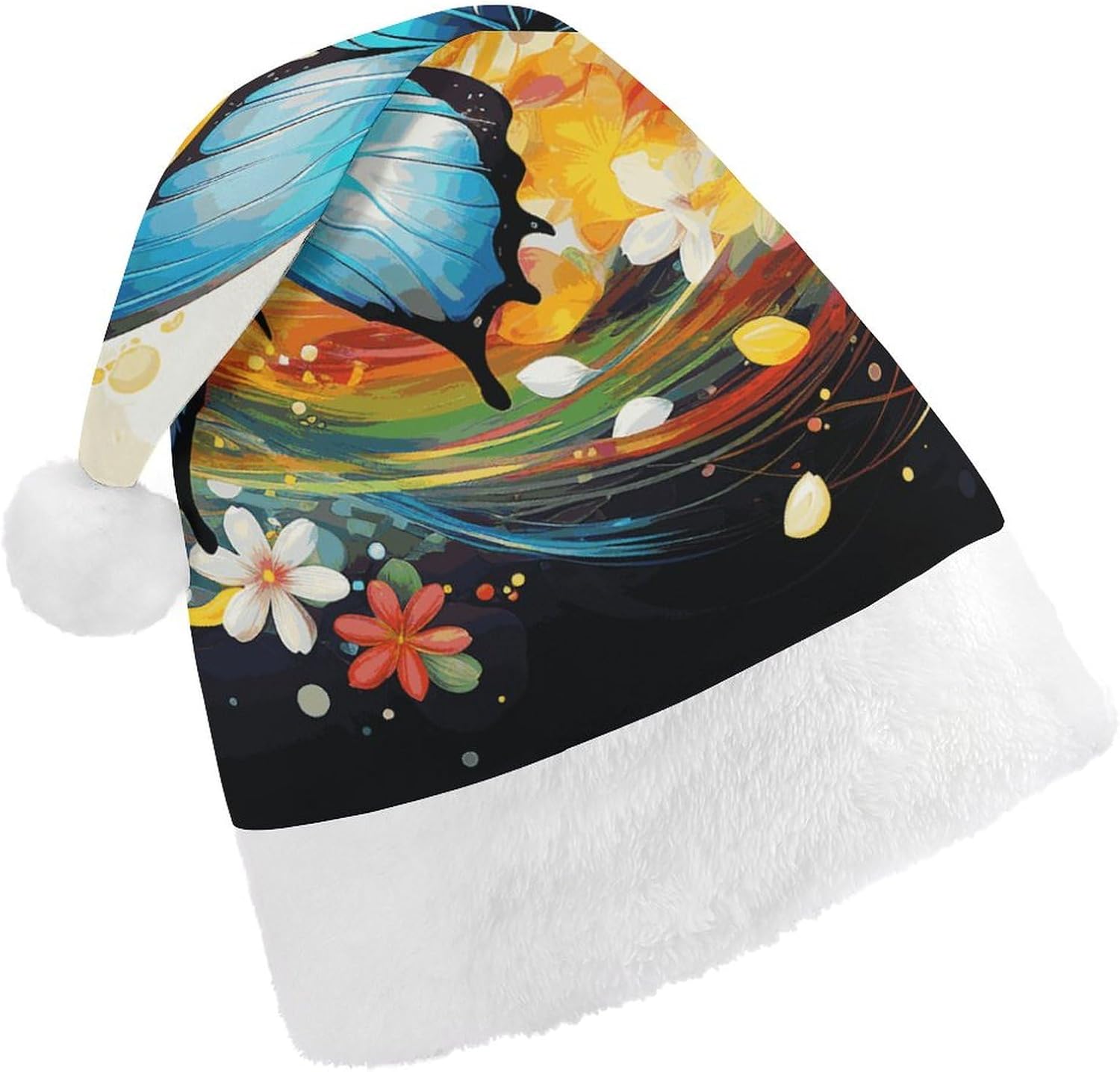 Colorful Santa Hat with Butterfly Christmas Headwear