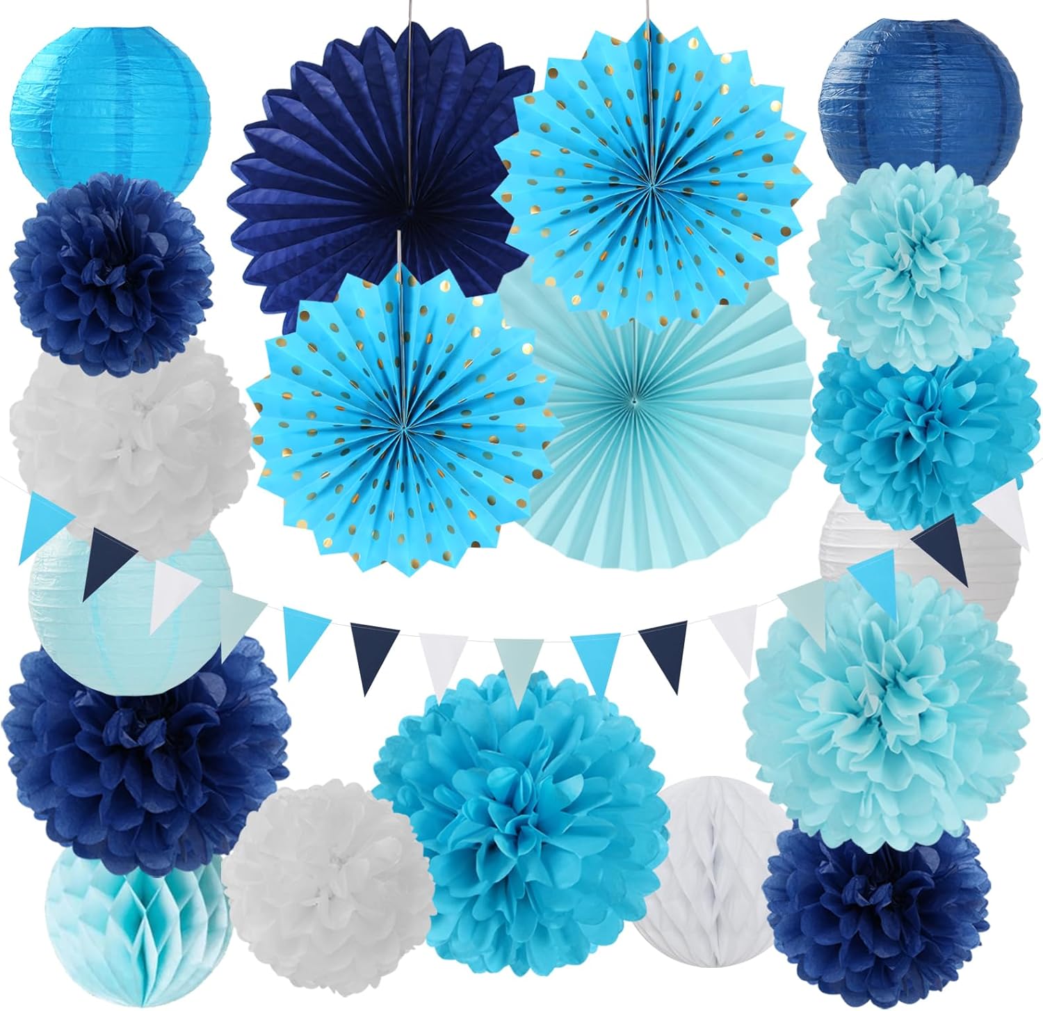 20pcs Royal Navy Blue Party Decorations Kit