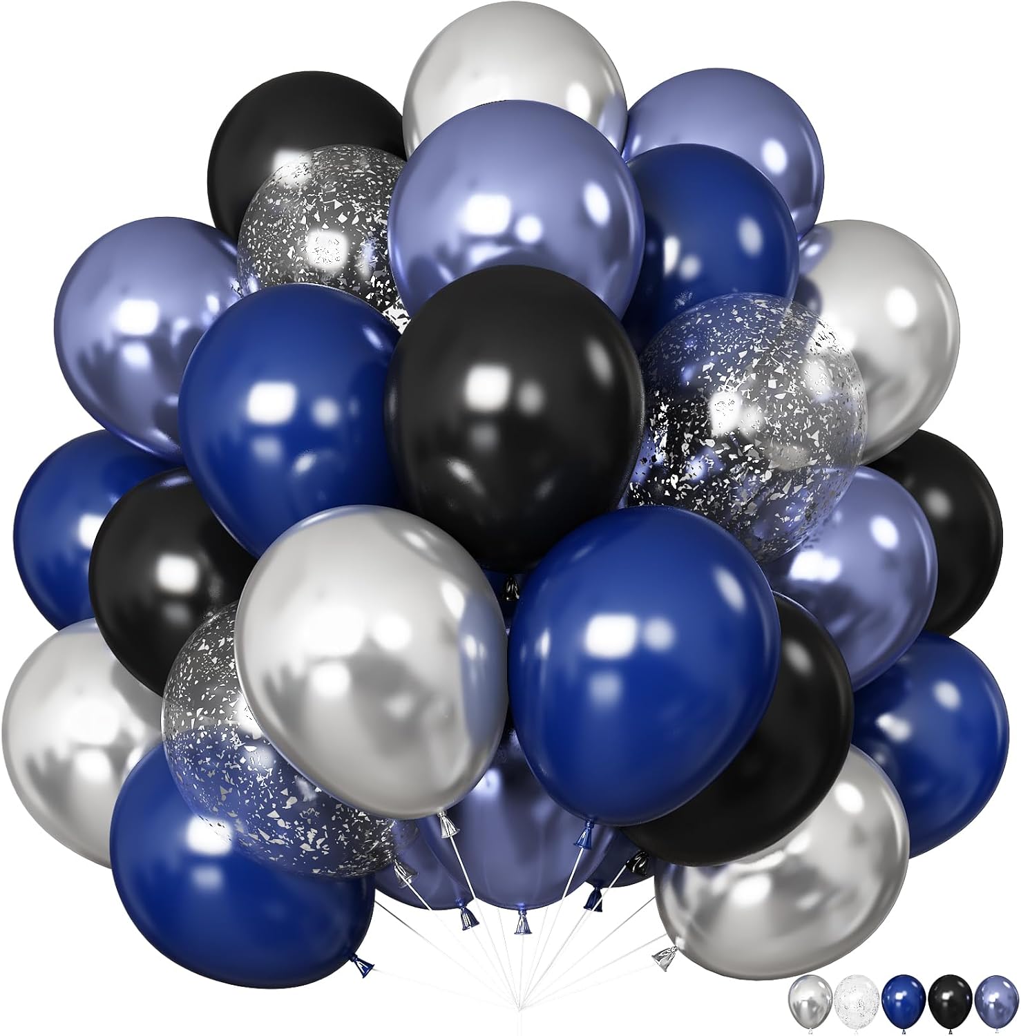 Froova 12 Inch Black Blue Silver Balloons Party Decor Set
