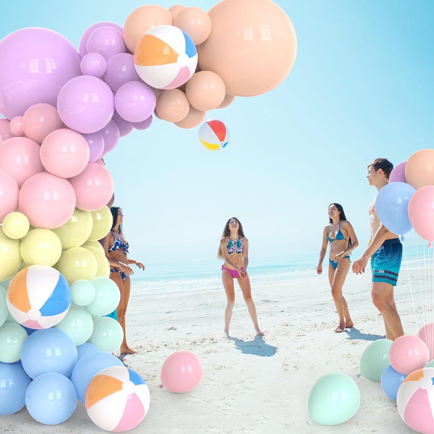 152PCS Summer Beach Balloon Arch Kit with Macaron Balloons