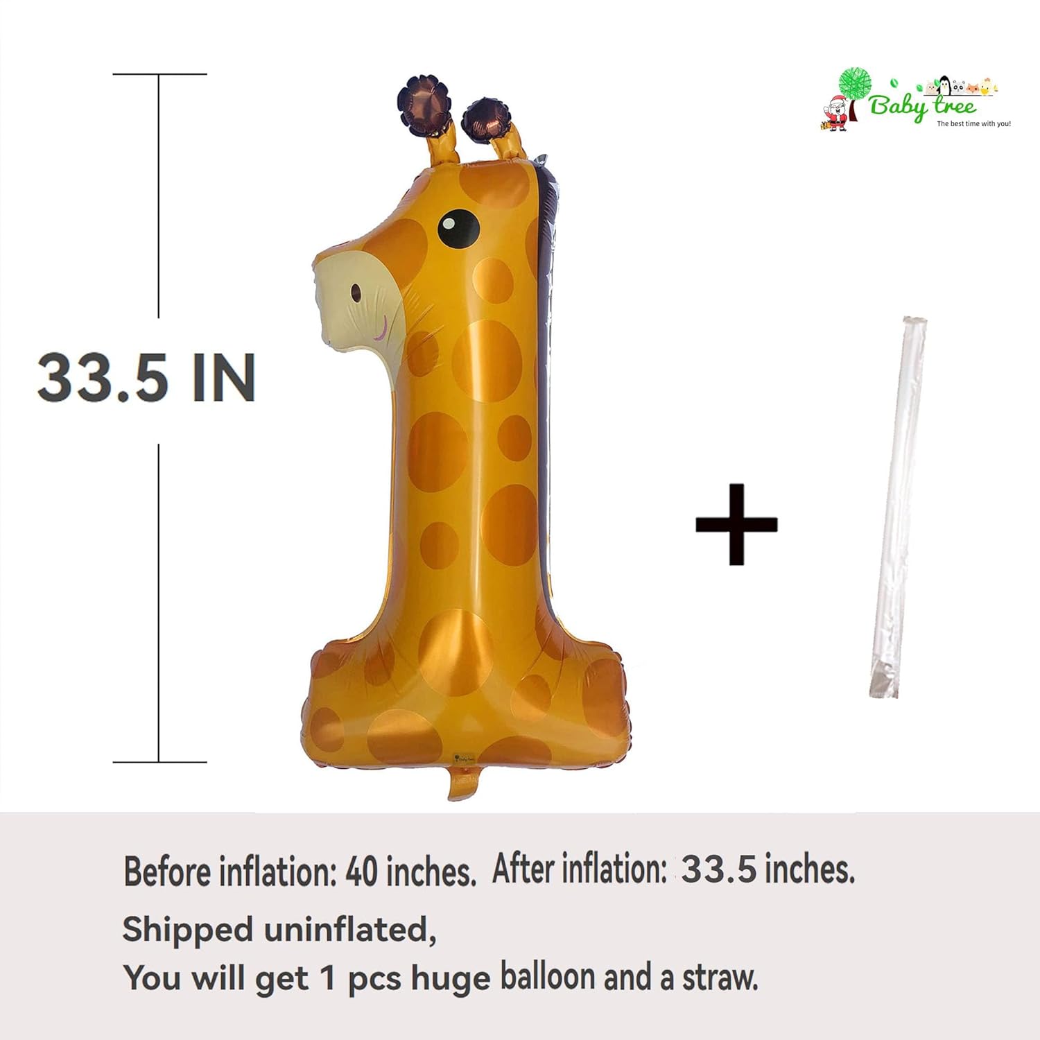 Giraffe 1st Birthday Balloons 40 Inch Large Number 1 Decorations