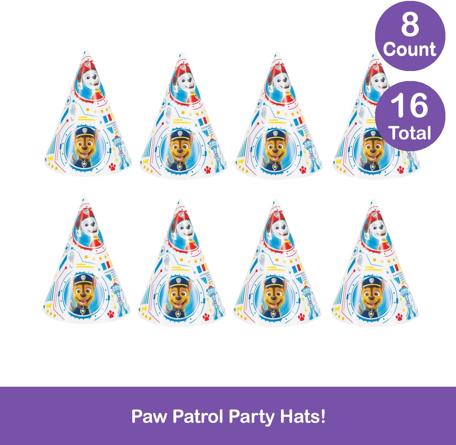 Unique Paw Patrol Girl and Paw Patrol Party Hats 16 Piece Set