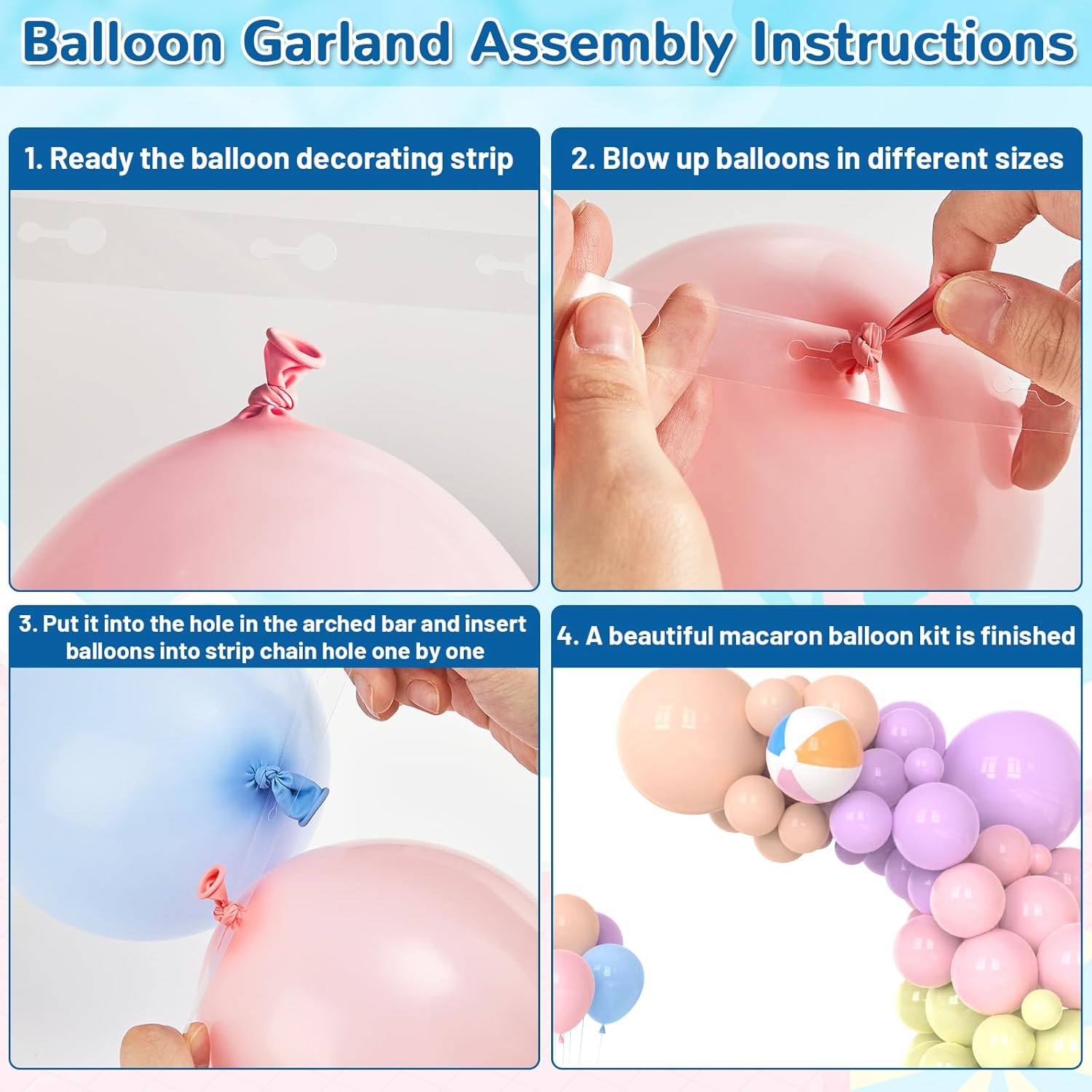 152PCS Summer Beach Balloon Arch Kit with Macaron Balloons