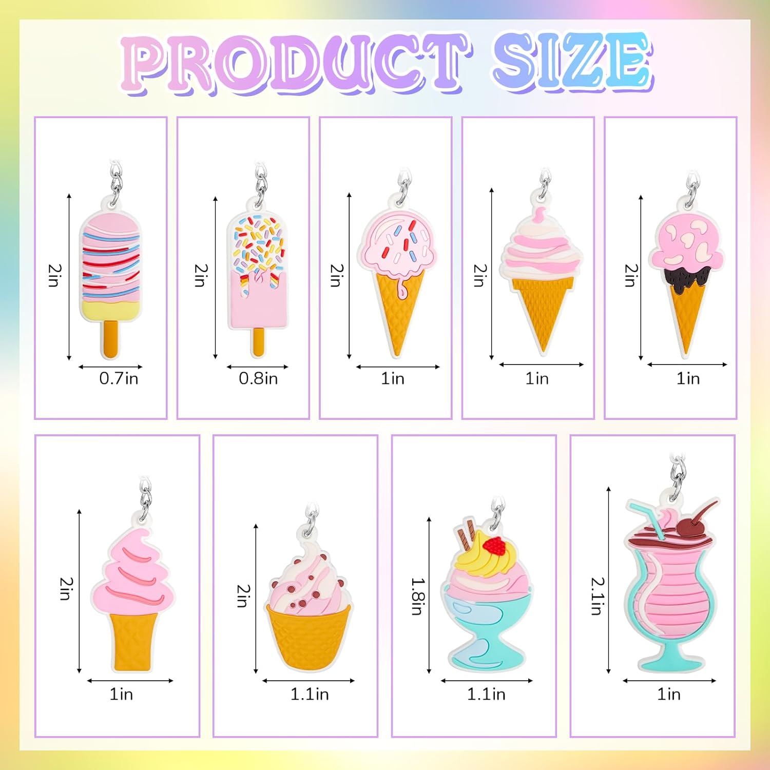 Sasylvia 36 Pcs Ice Cream Party Keychains