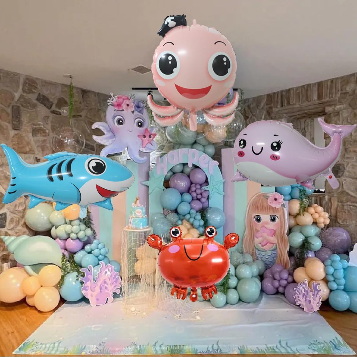 SAMOKA Sea Animals Balloons 12 PCS Under The Sea Decorations