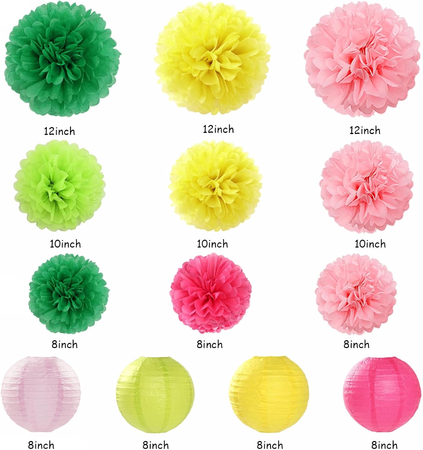 Hawaiian Pink Green-Yellow Party Decorations 20pcs