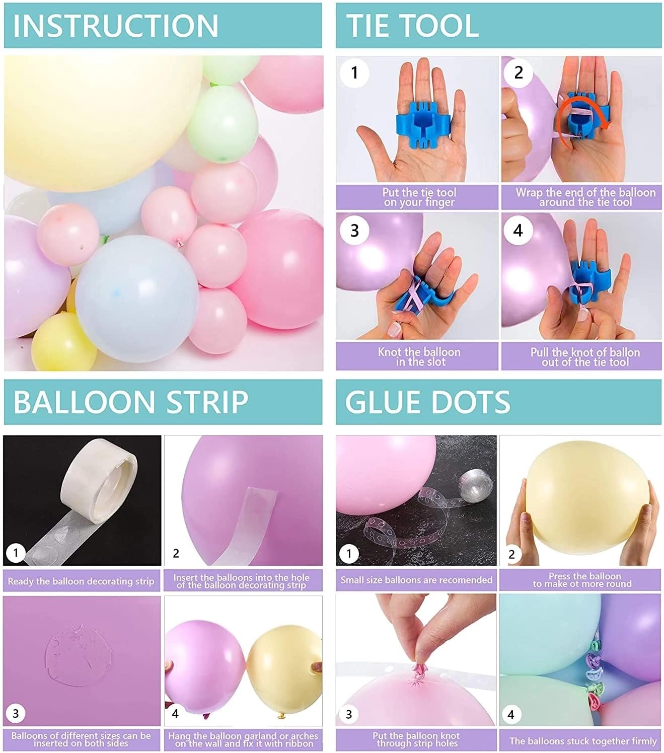 Pastel Balloons Garland Arch Kit 143pcs Rainbow Birthday Party Decoration