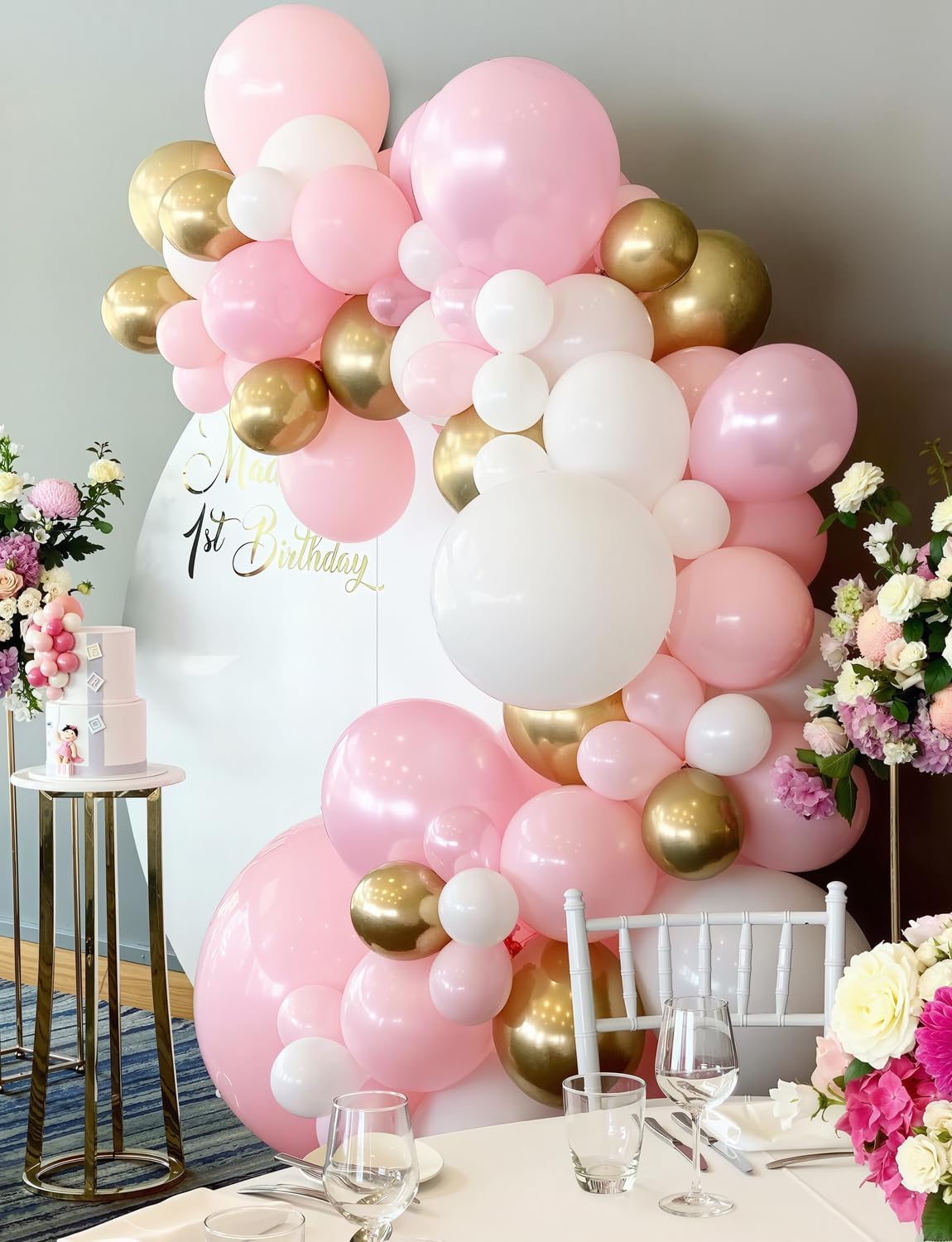 Pink and Gold Balloons Set for Parties and Celebrations