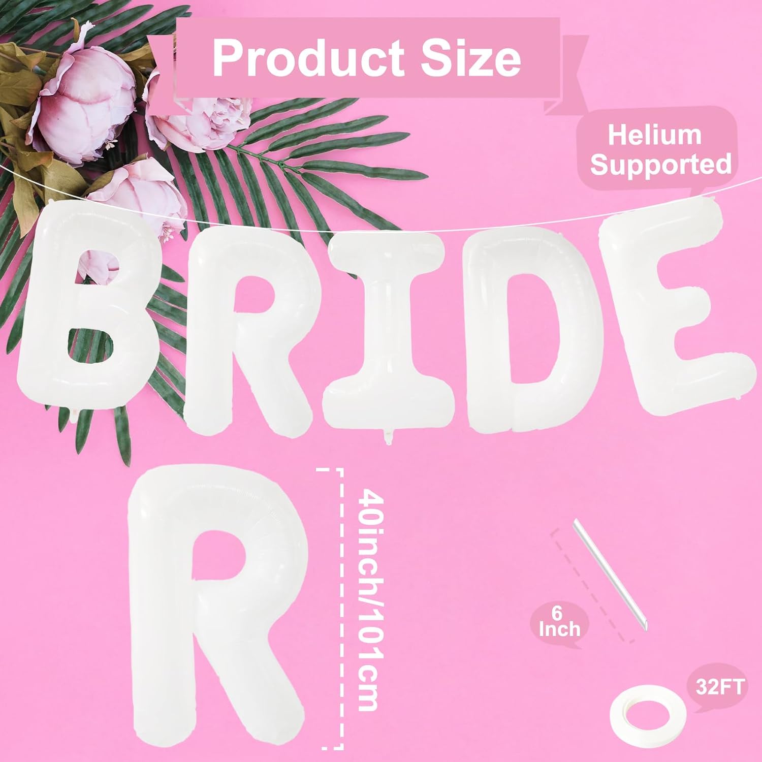 40 Inch Pure White Bride Balloon Banner