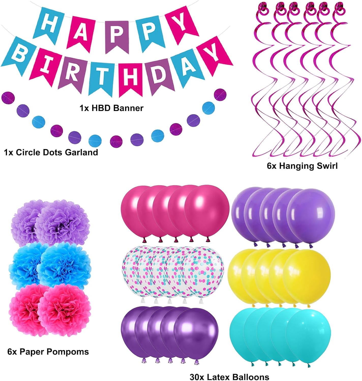 LOROBA Birthday Decorations for Girls Women