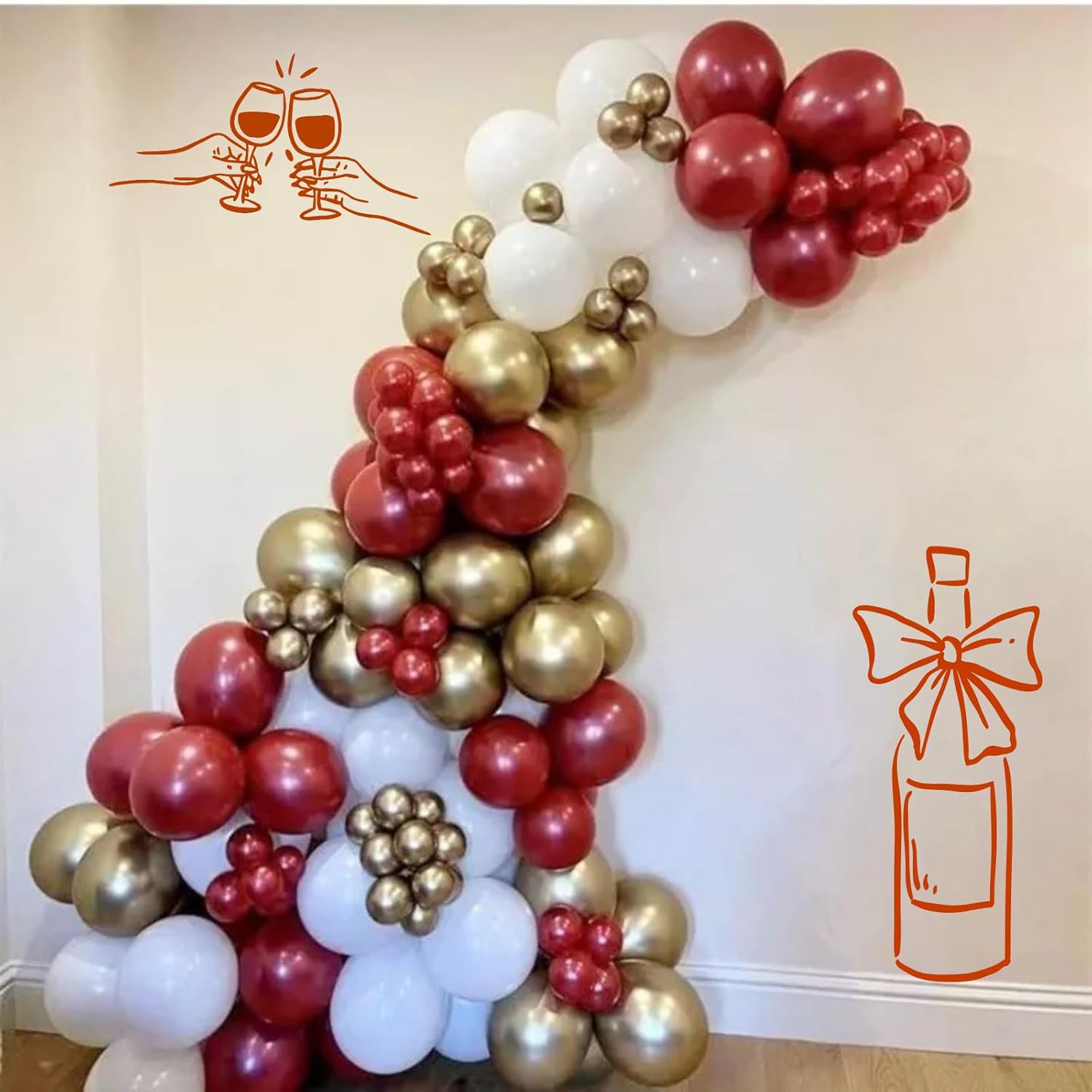 FunHot Burgundy Balloon Arch Kit with 108 Balloons
