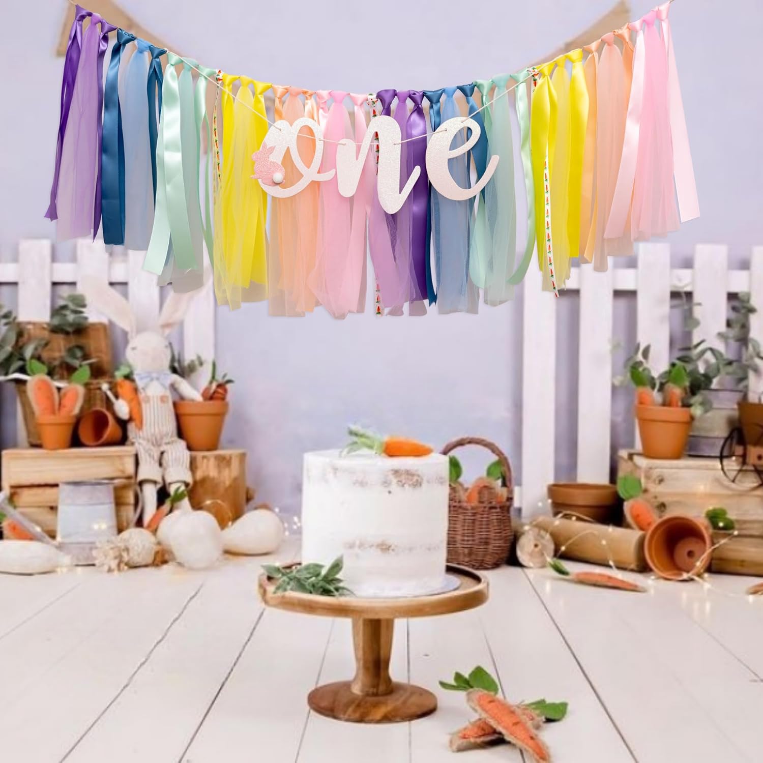 Bunny One Highchair Banner for First Birthday Decor