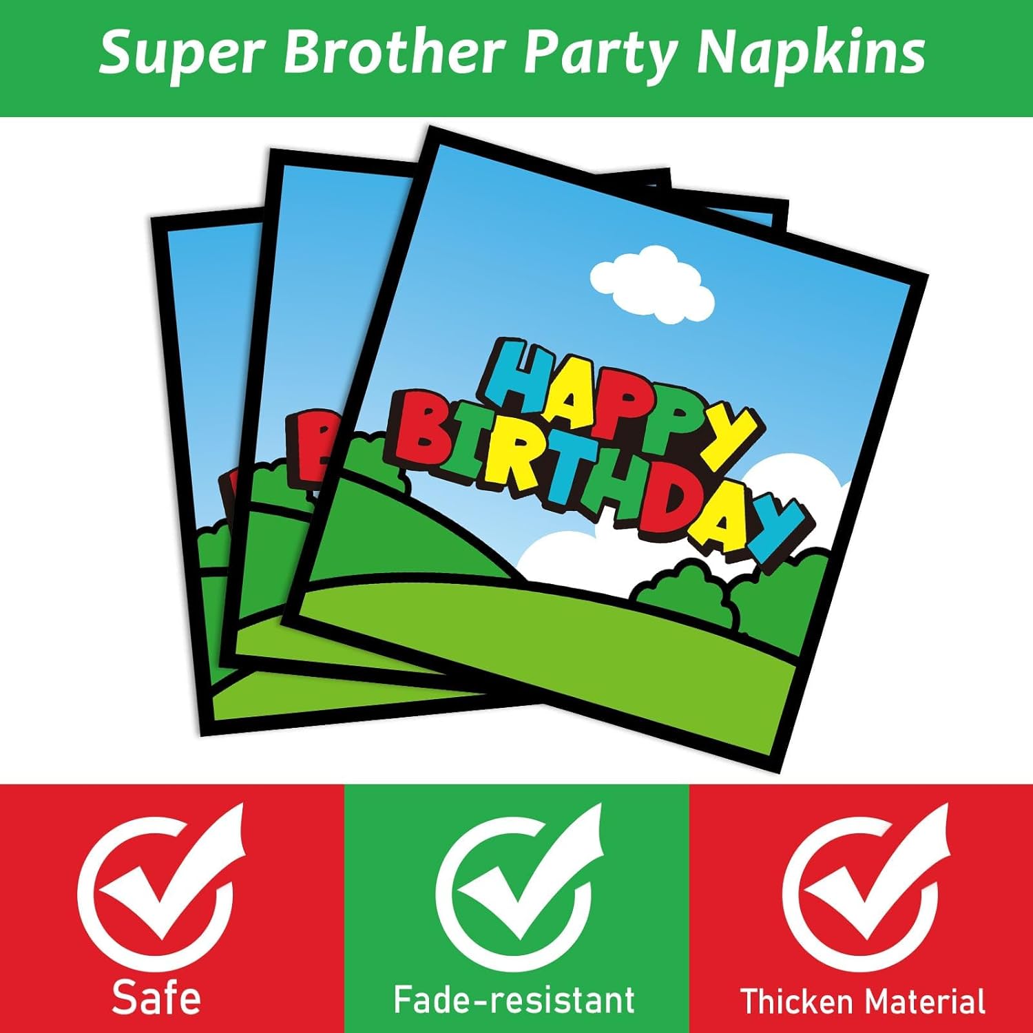 96 Pcs Super Brother Party Plates and Forks Set