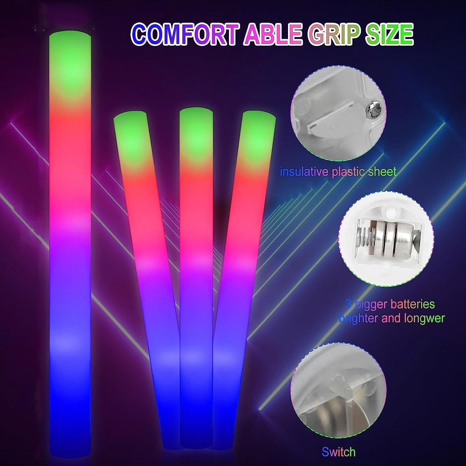 100 11 Pack Foam Glow Sticks Party Supplies