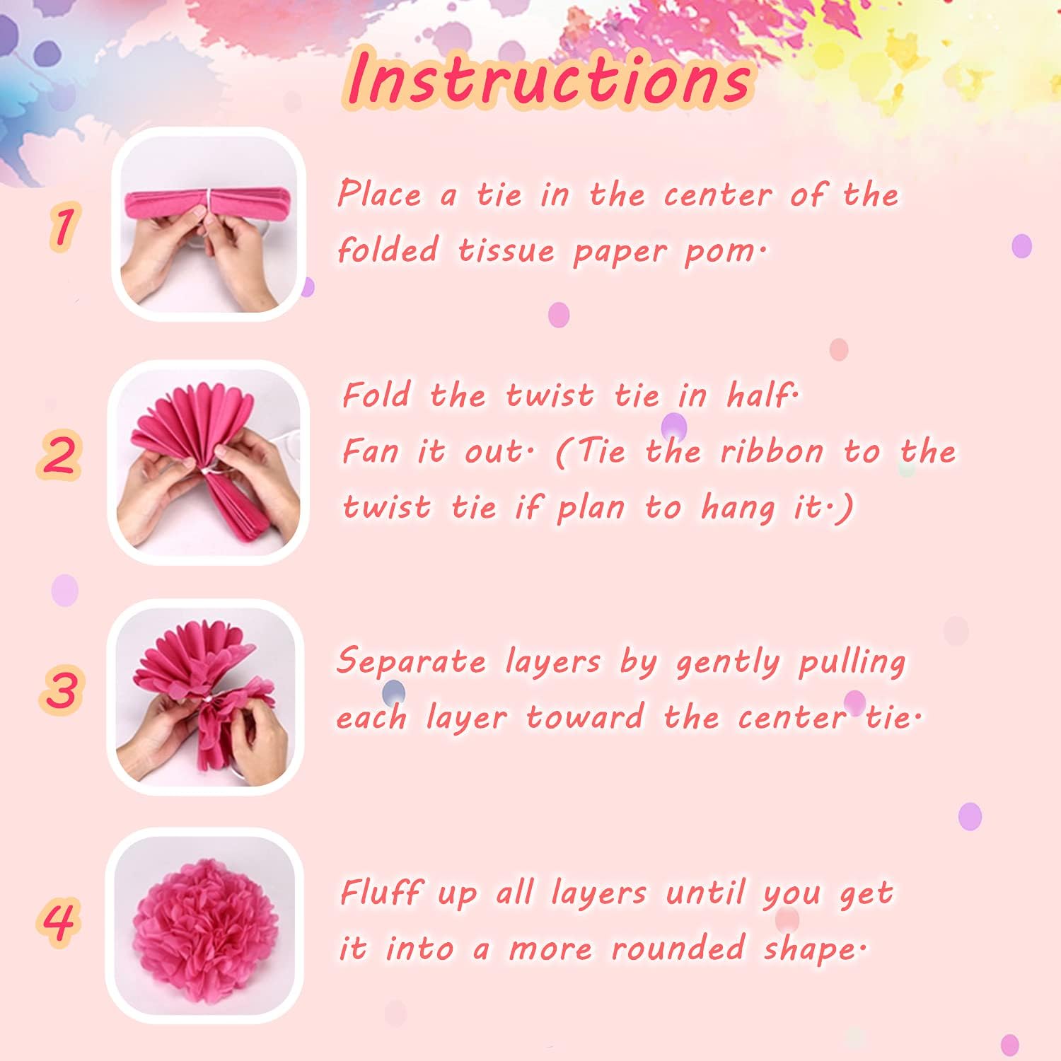20 Pcs Pink Mix Tissue Pom Poms Party Decor Kit