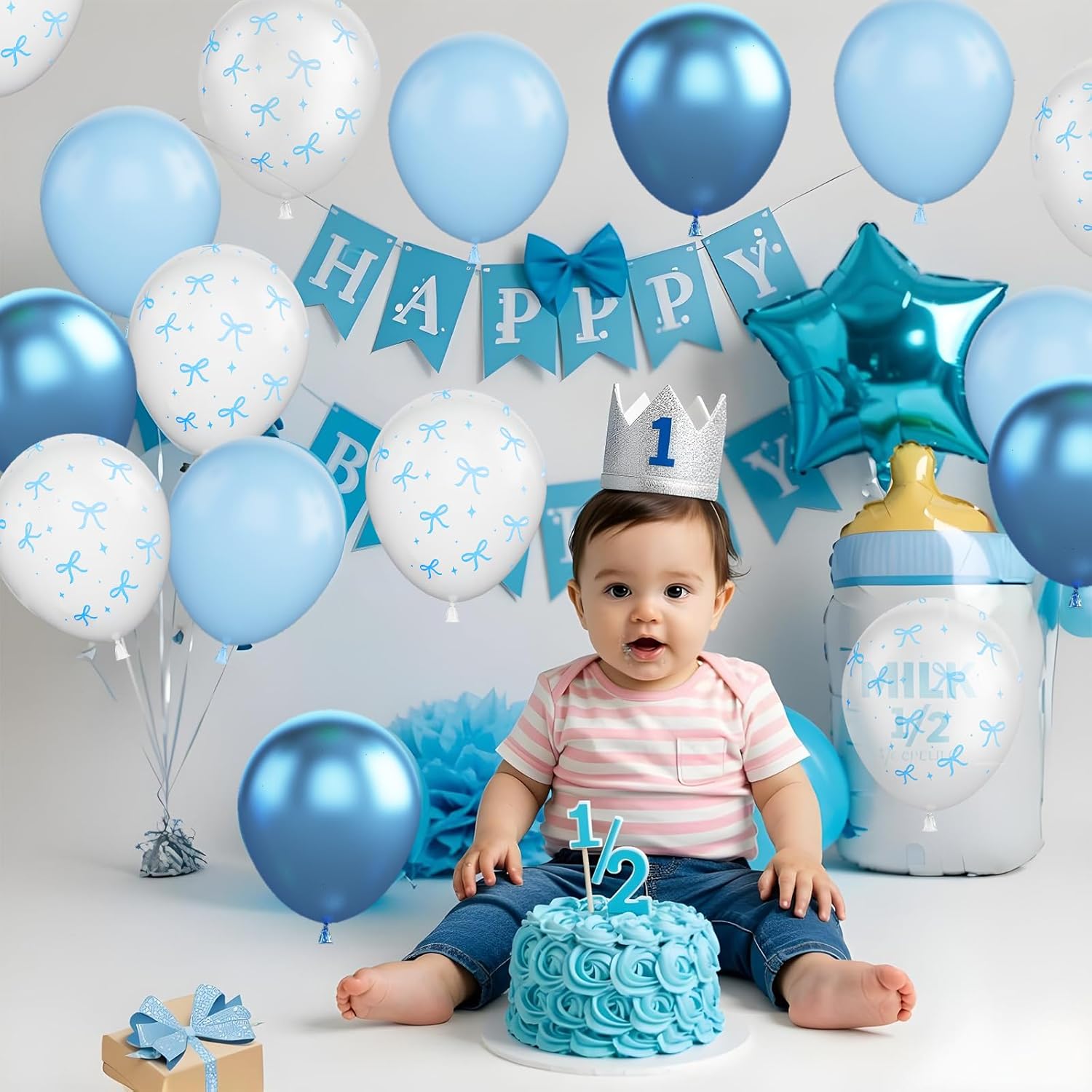 Blue Bow Balloons 30 Pcs 12 Inch Party Decorations