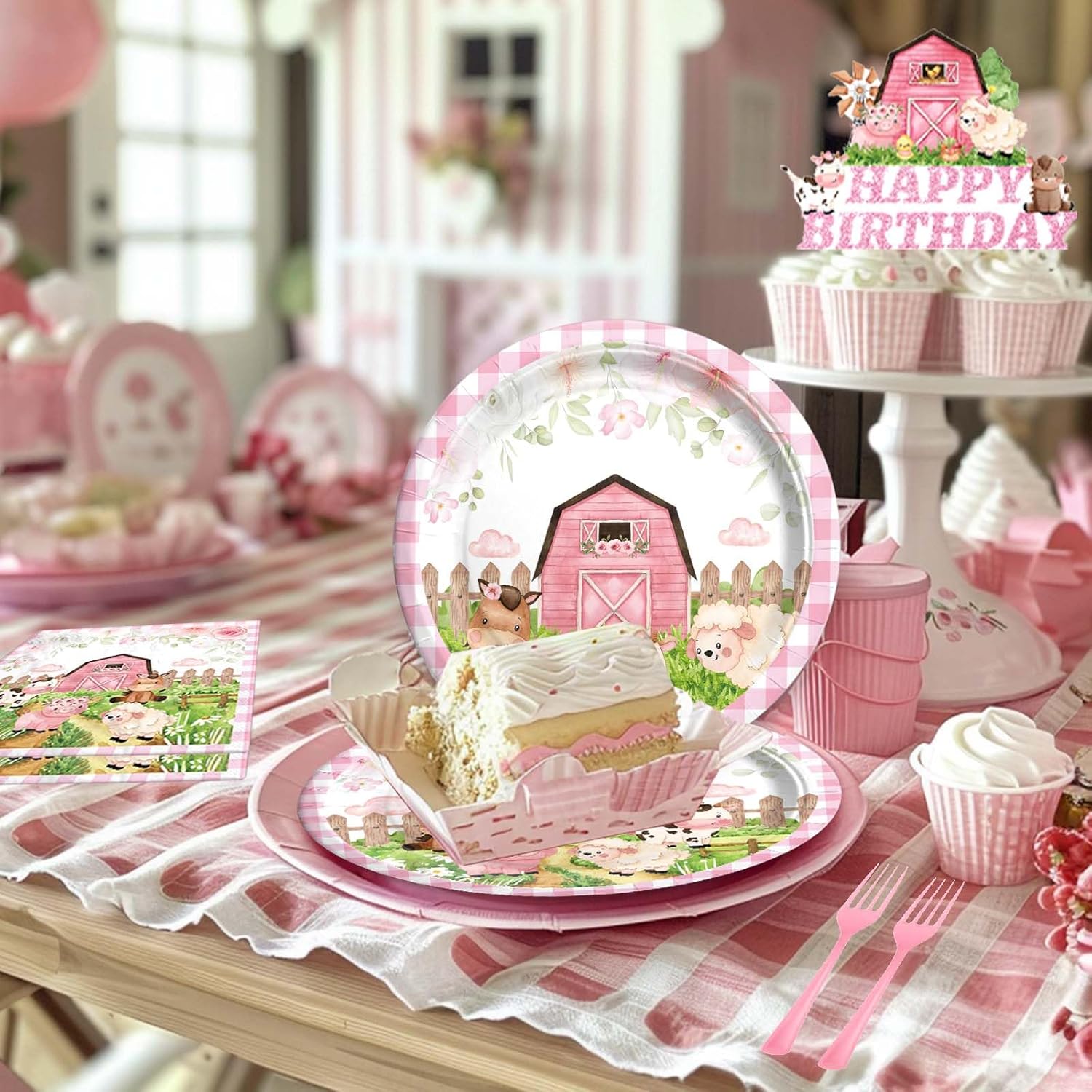 Farm Animal Birthday Decorations 249pcs Pastel