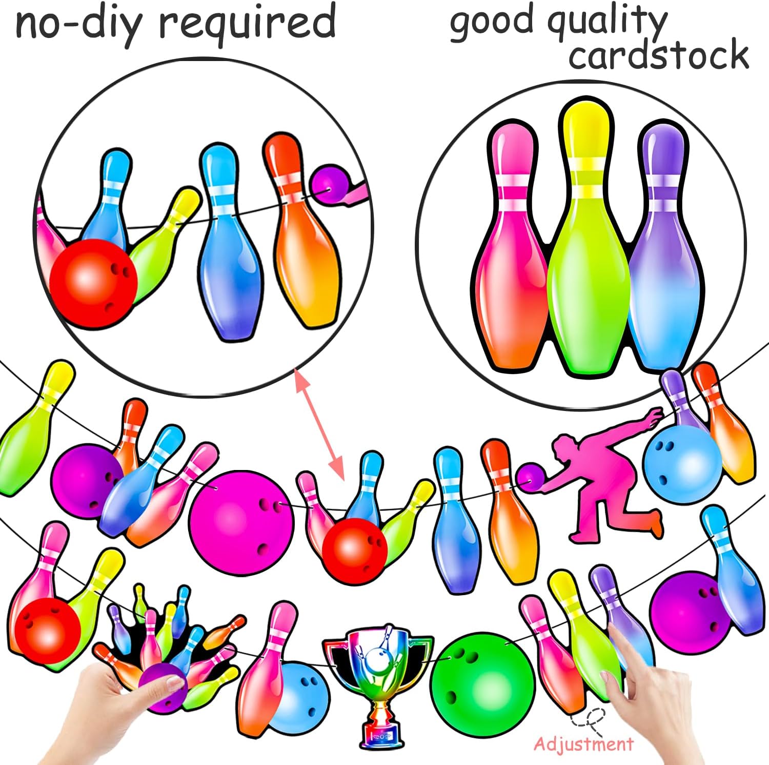 Neon Bowling Party Banners 2PCS Rainbow Birthday Decorations