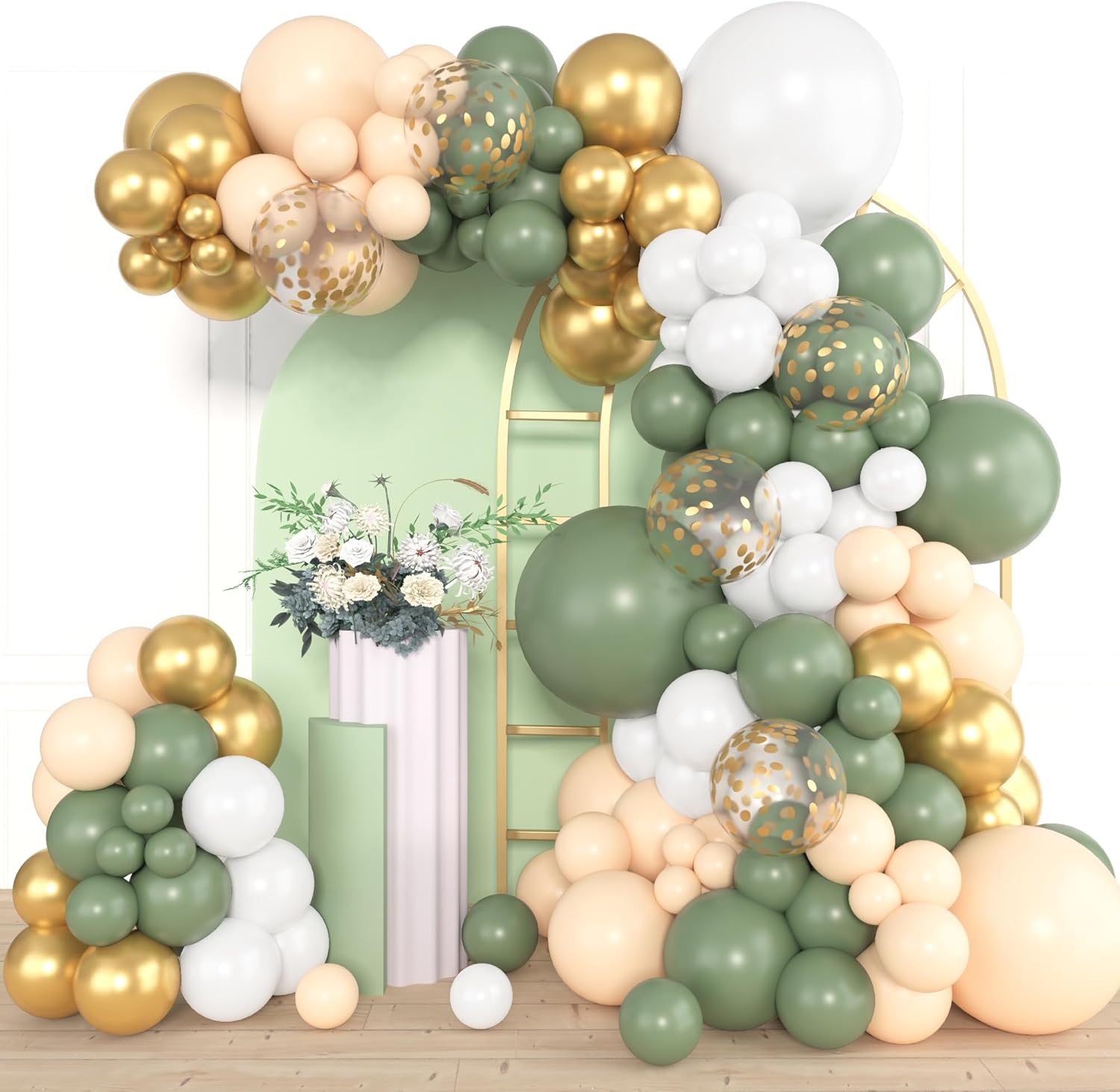 Amandir 153pcs Sage Green Balloon Garland Kit