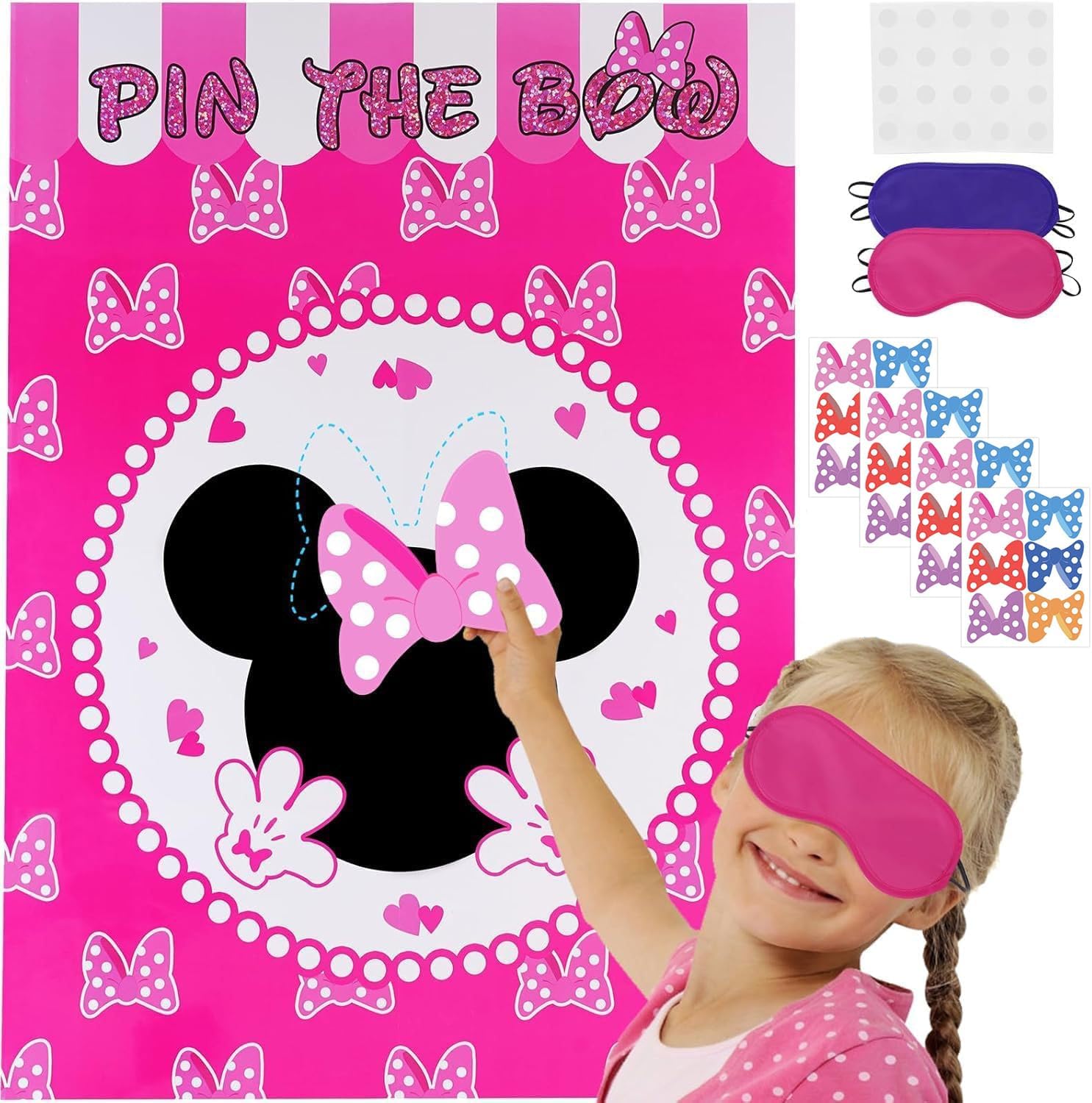 Cute Mouse Birthday Party Decor Kit with 24 Bow Stickers
