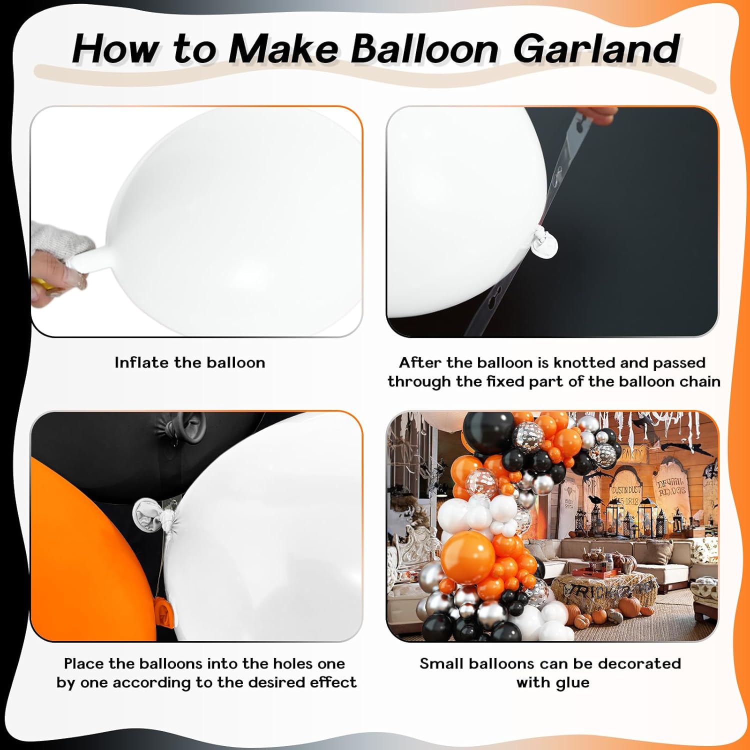 Orange and Black Balloon Arch Kit with 113pcs Balloons