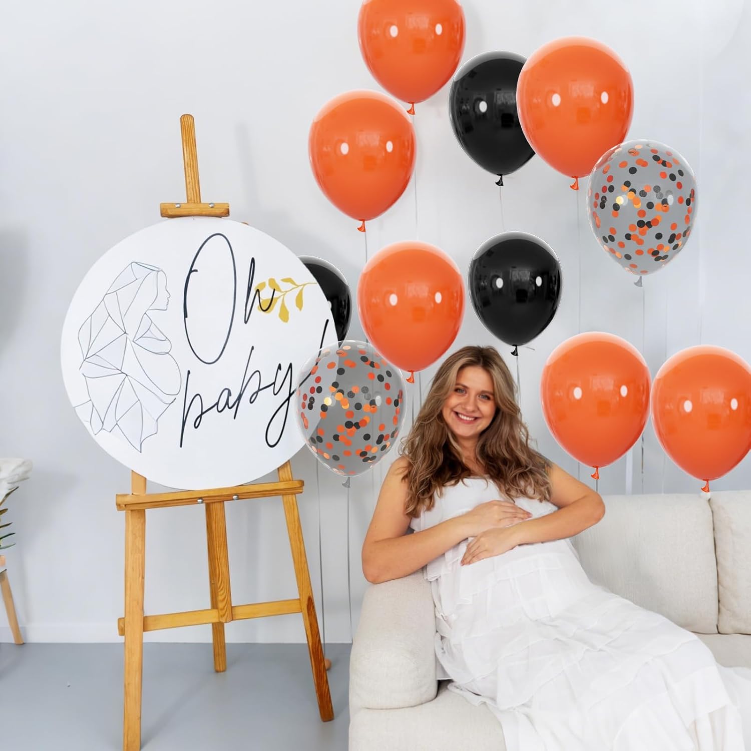 68Pcs Black and Orange Balloons Set for Halloween and Graduation