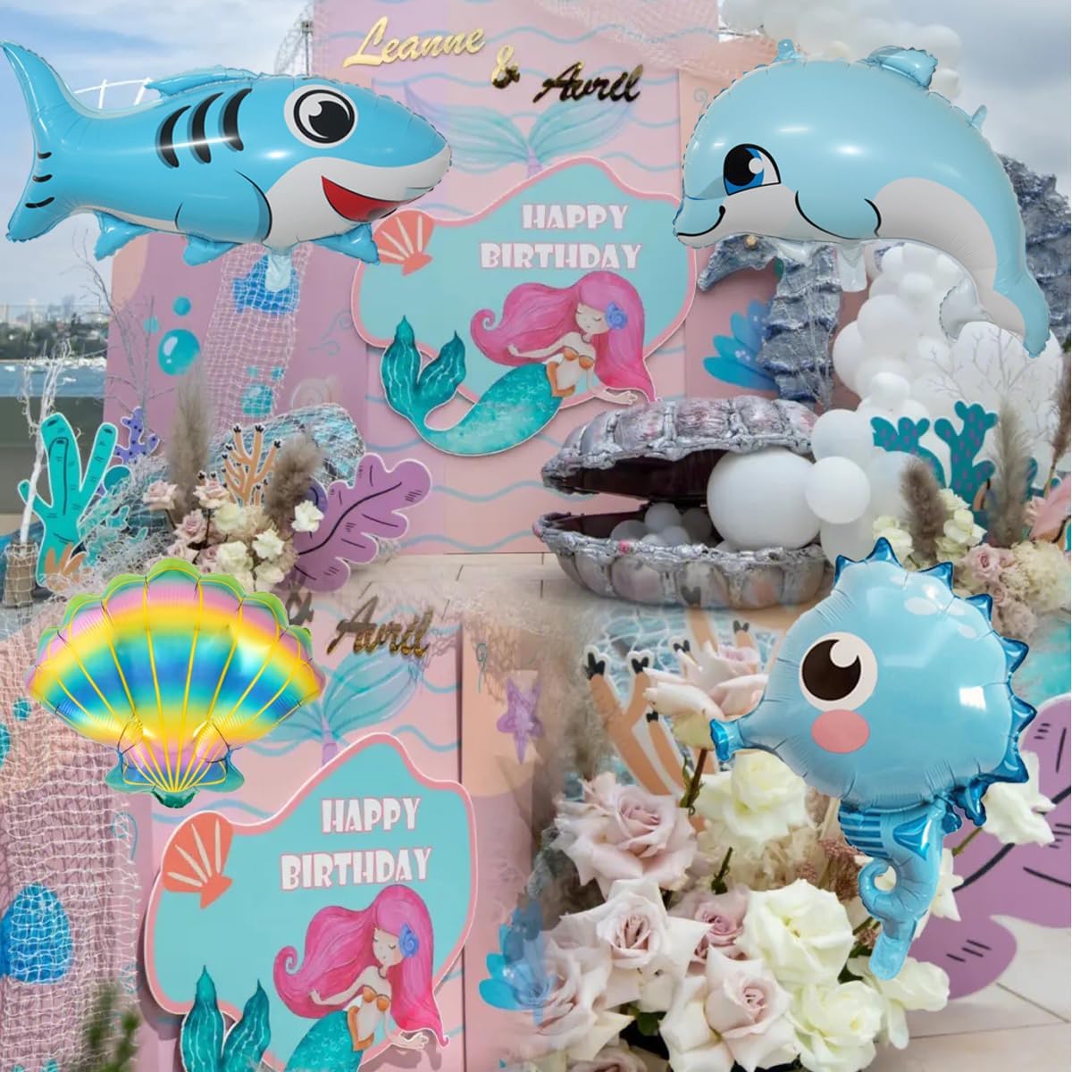 SAMOKA Sea Animals Balloons 12 PCS Under The Sea Decorations