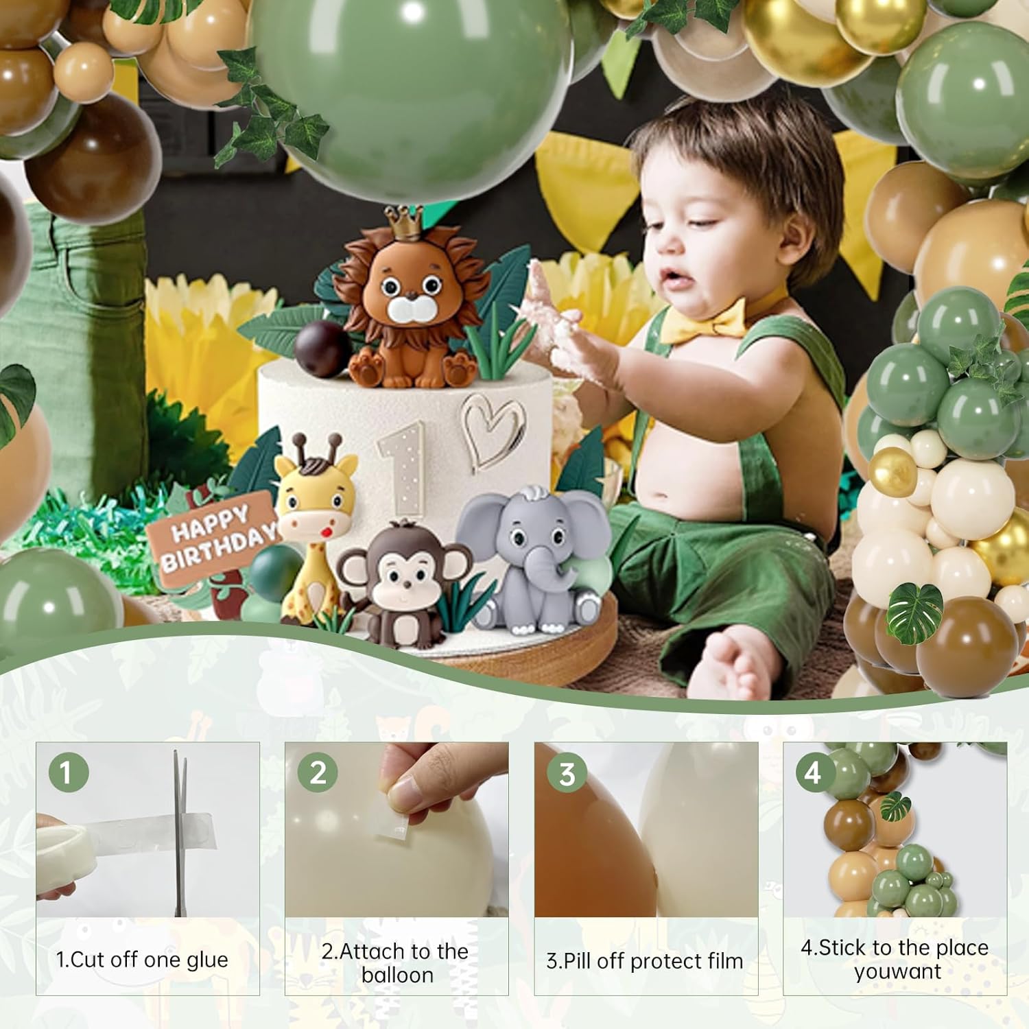 PERPAOL Jungle Safari Balloon Garland Kit 140pcs