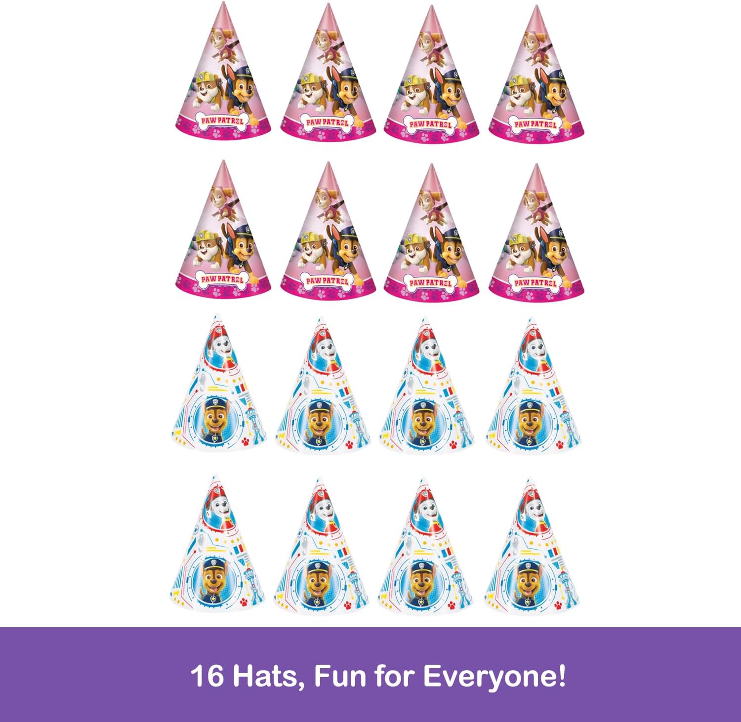 Unique Paw Patrol Girl and Paw Patrol Party Hats 16 Piece Set