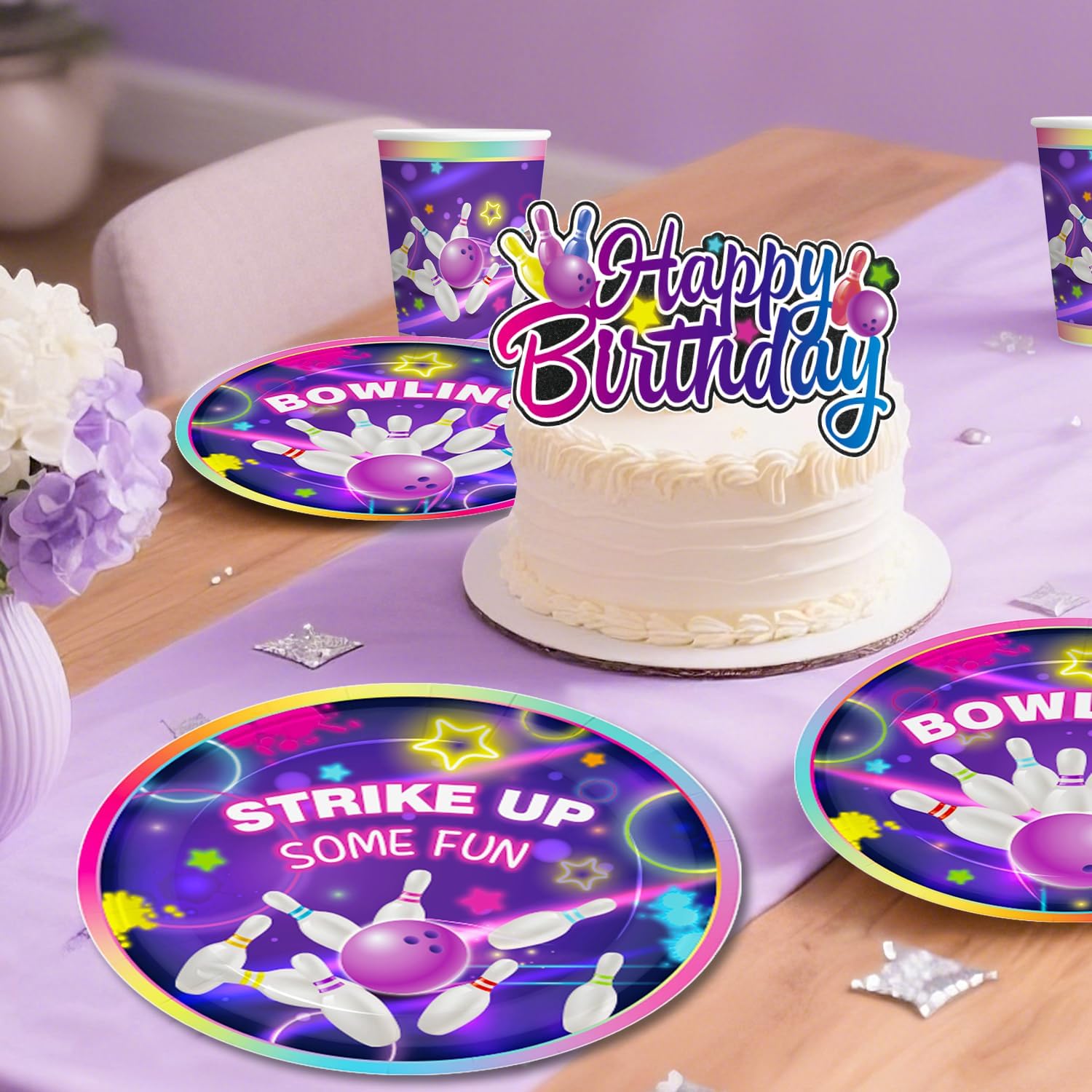 187PCS Bowling Party Decorations Set for 25 Guests