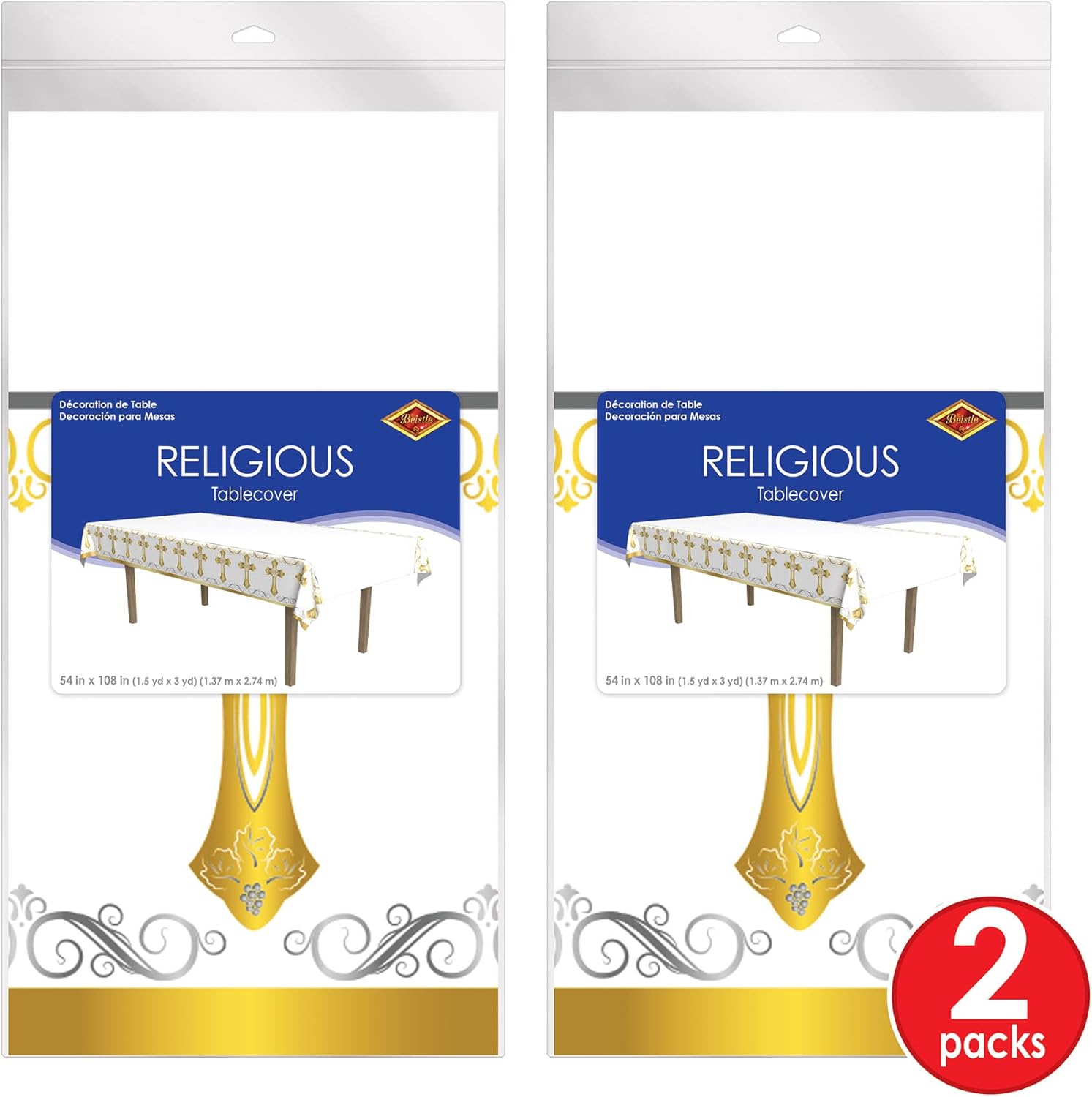 Beistle Religious Tablecover 54 x 108 2 Pack Party Supplies