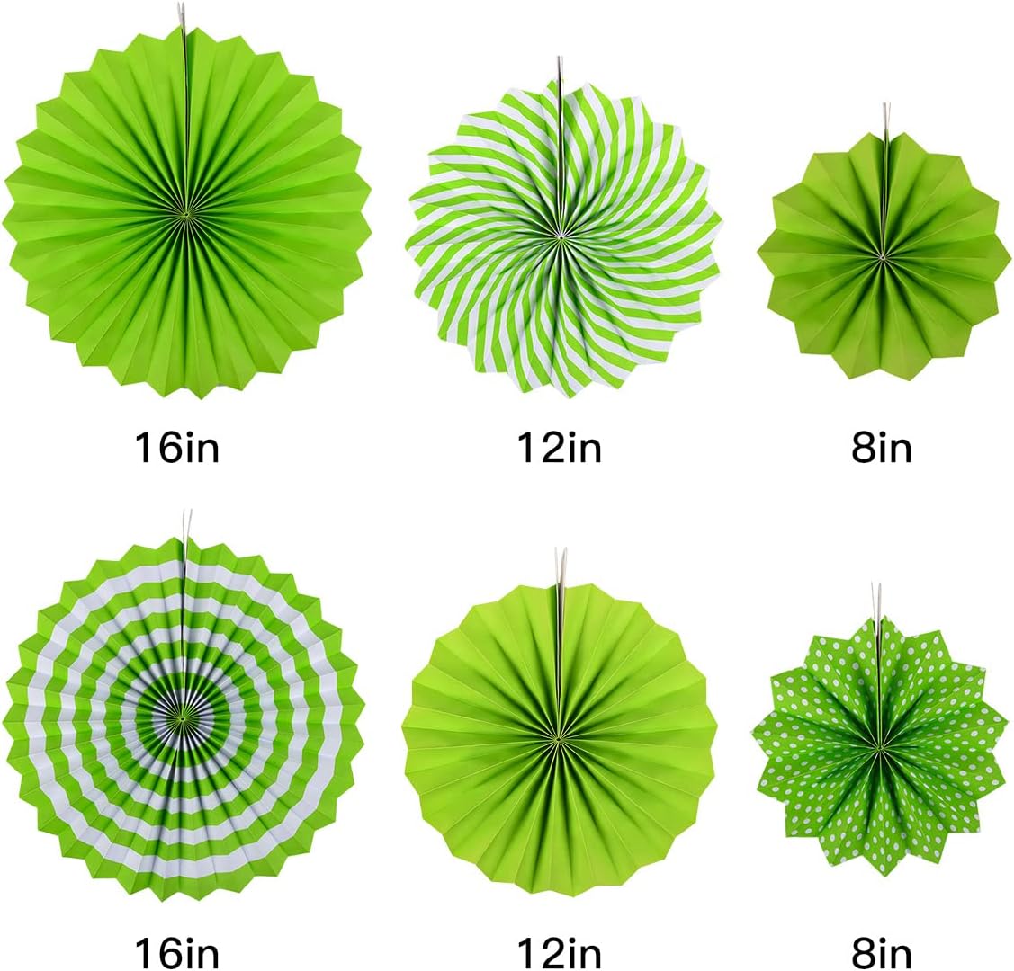 Koboome Party Hanging Paper Fan Set Green